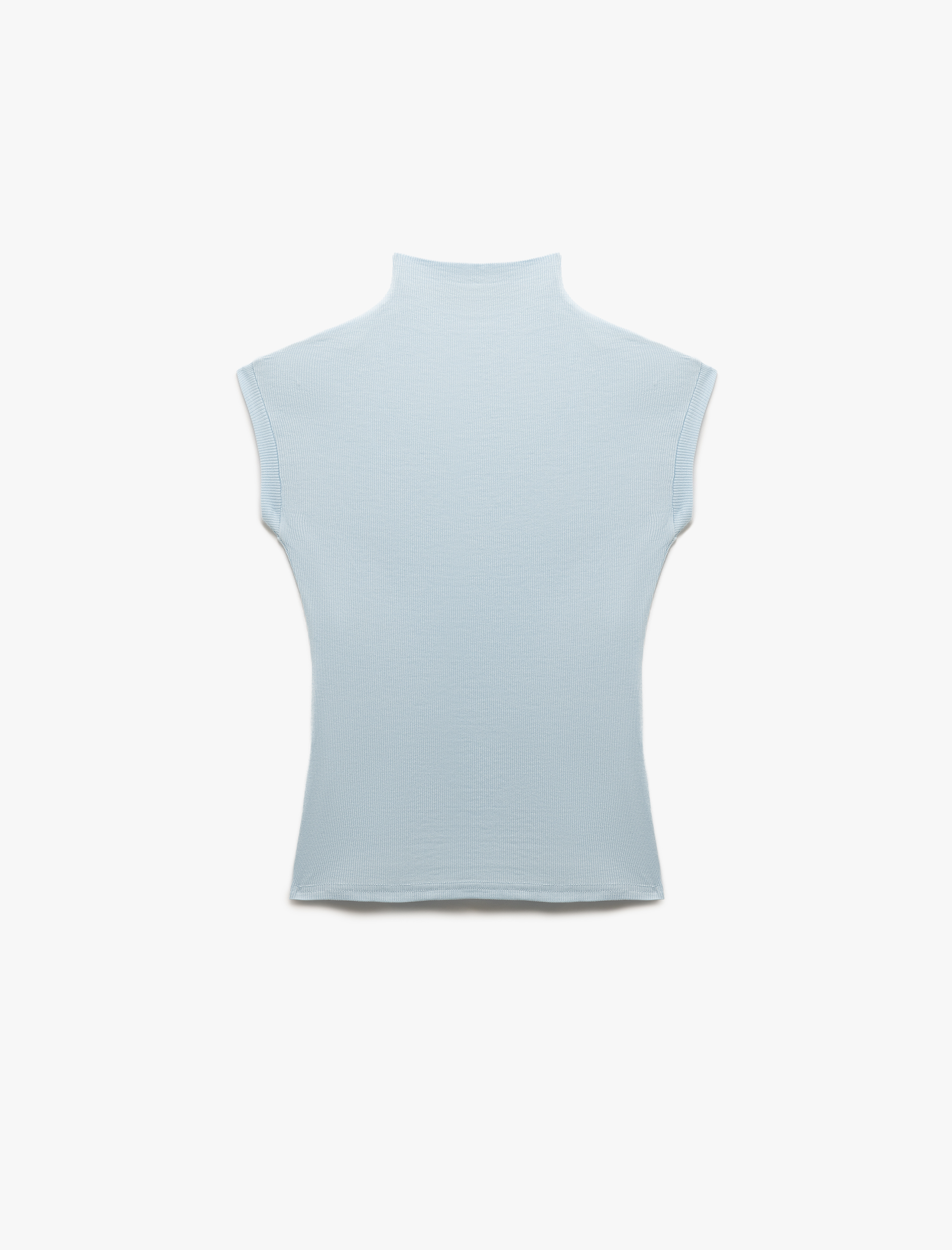   Viskon Dik Yaka Kolsuz Slim Fit Body