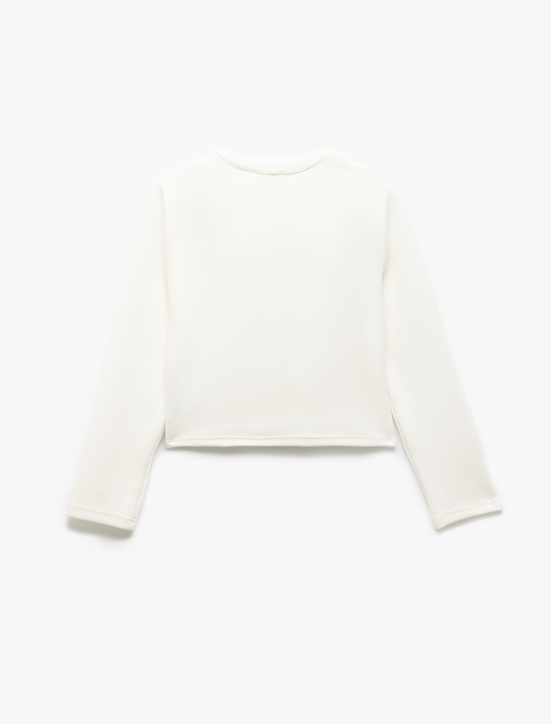   Düğmeli Aplike Detaylı Uzun Kollu Yuvarlak Yaka Hırka