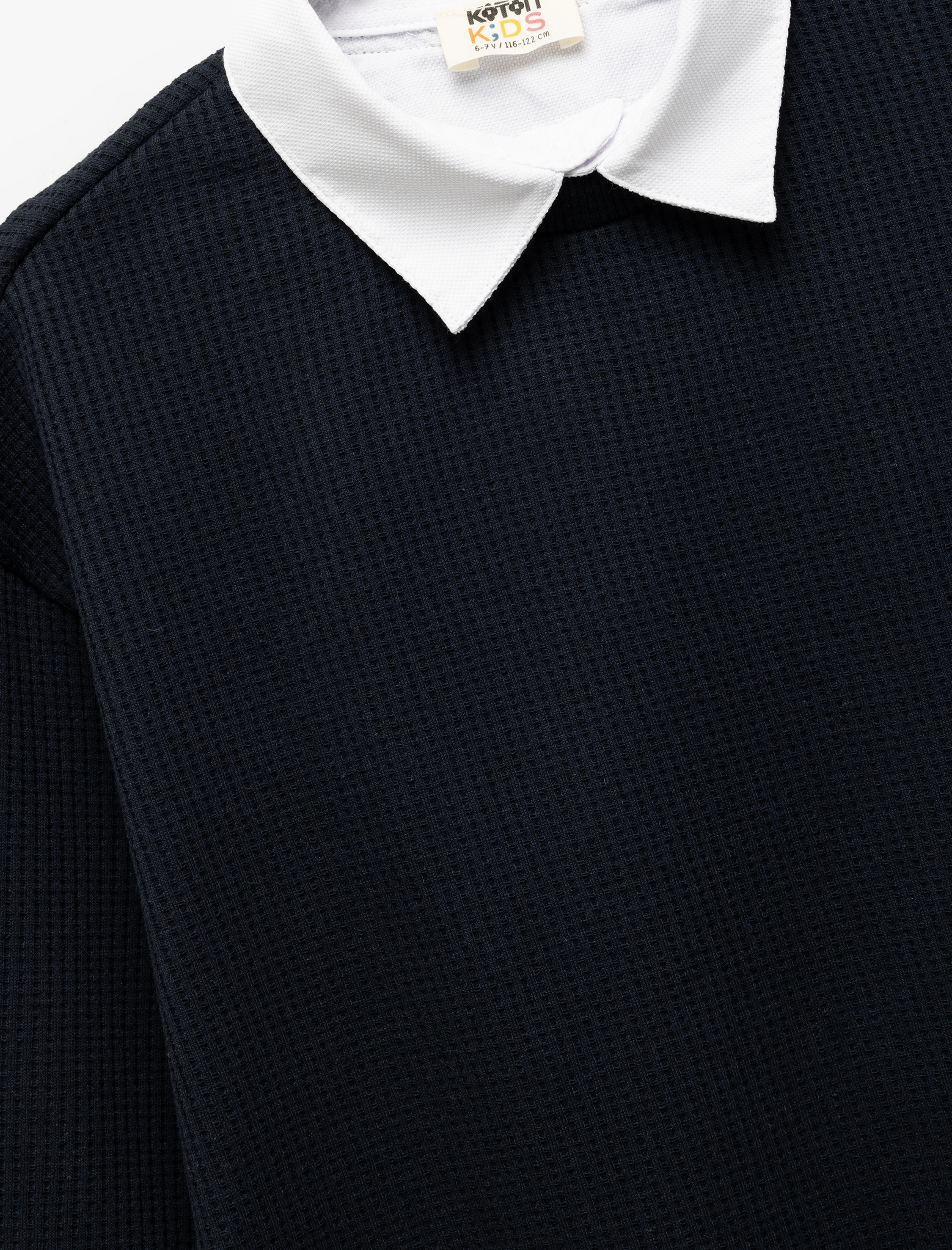  Erkek Çocuk Uzun Kollu Gömlek Yaka Detaylı Basic Sweatshirt