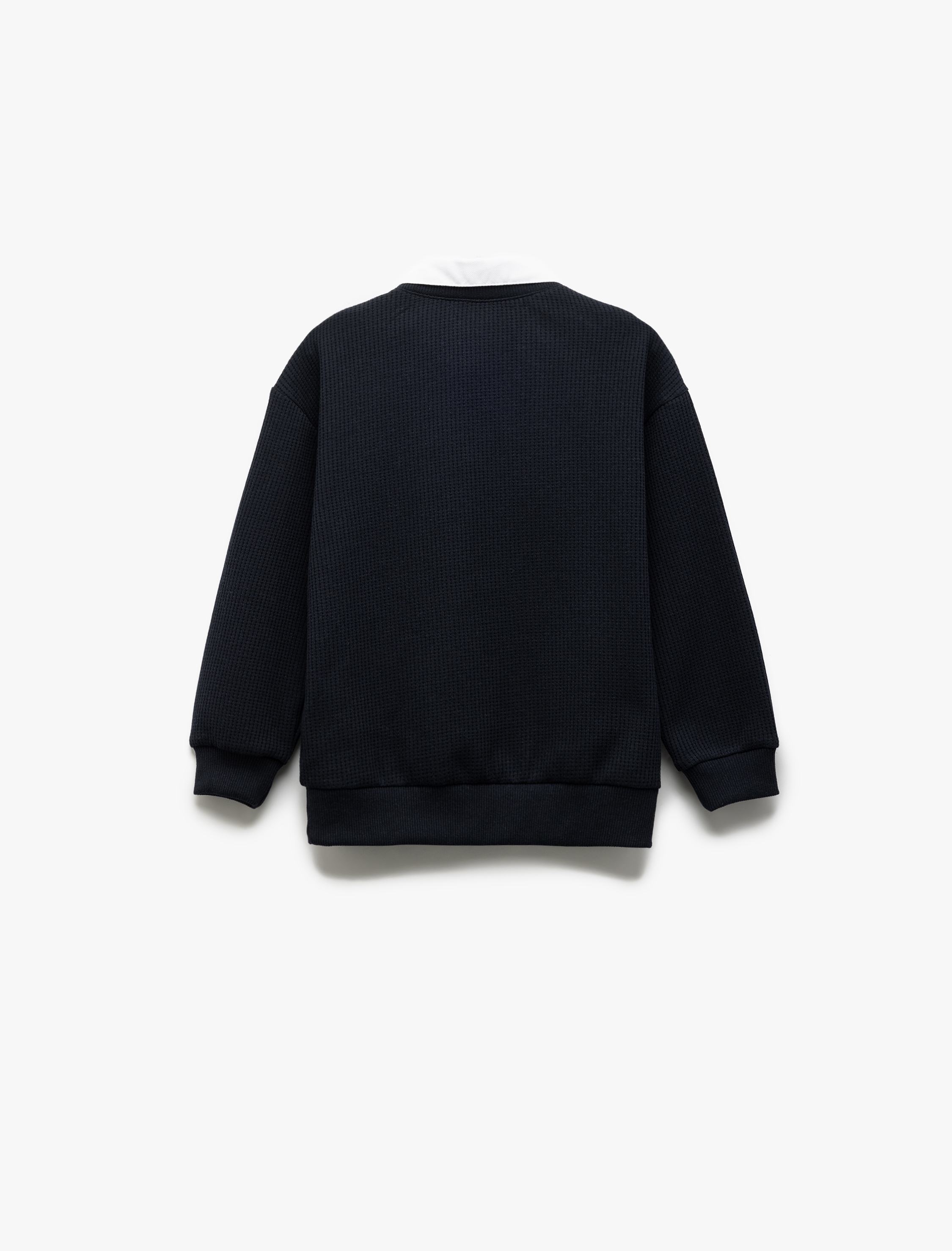  Erkek Çocuk Uzun Kollu Gömlek Yaka Detaylı Basic Sweatshirt