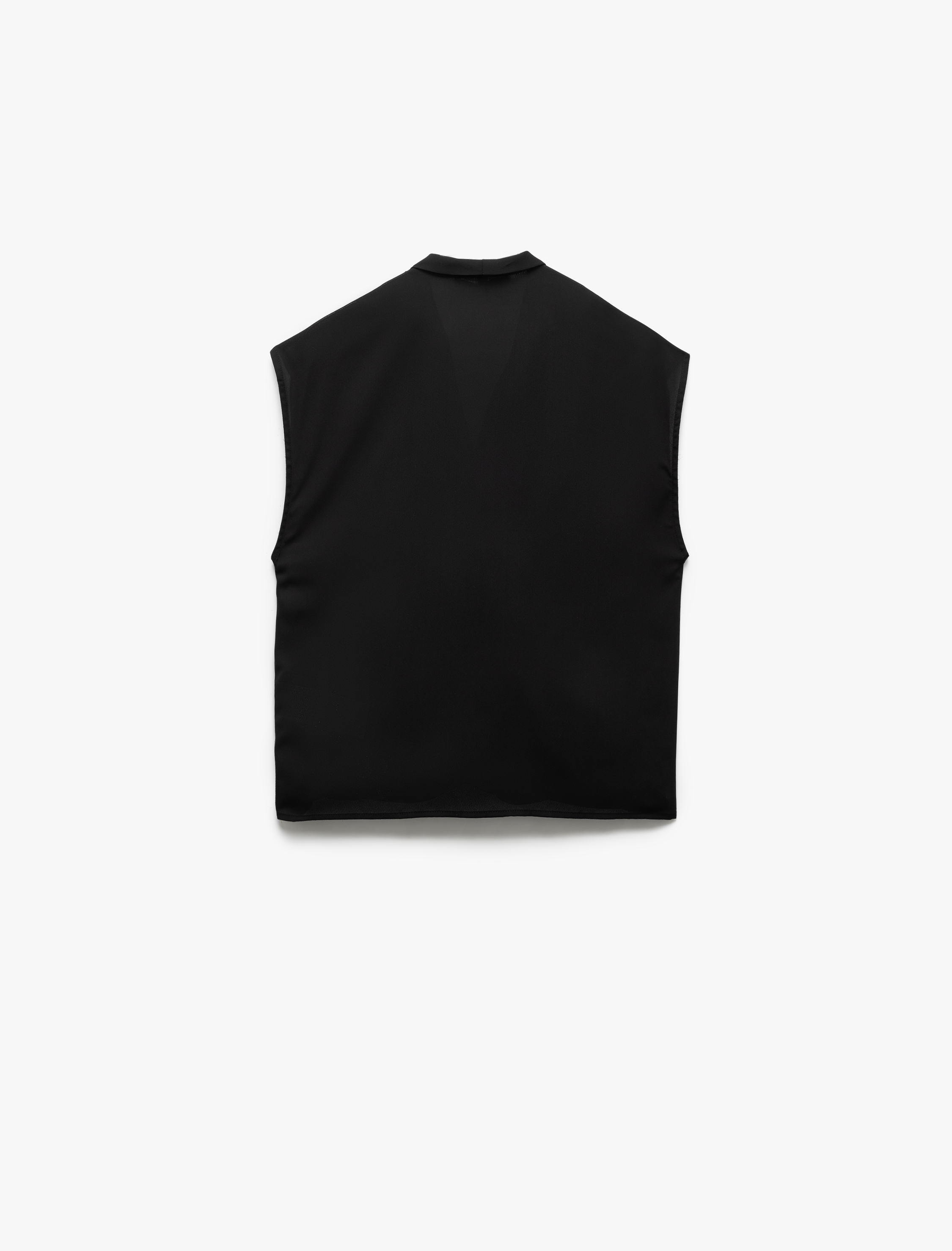   Krep Kumaş Drape Detaylı Kolsuz Kruvaze Bluz