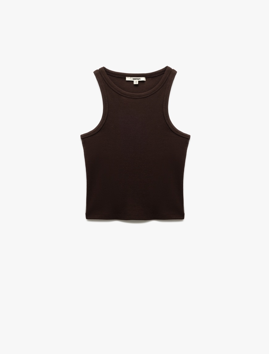   Pamuklu Kolsuz Bisiklet Yaka Slim Fit Crop Atlet