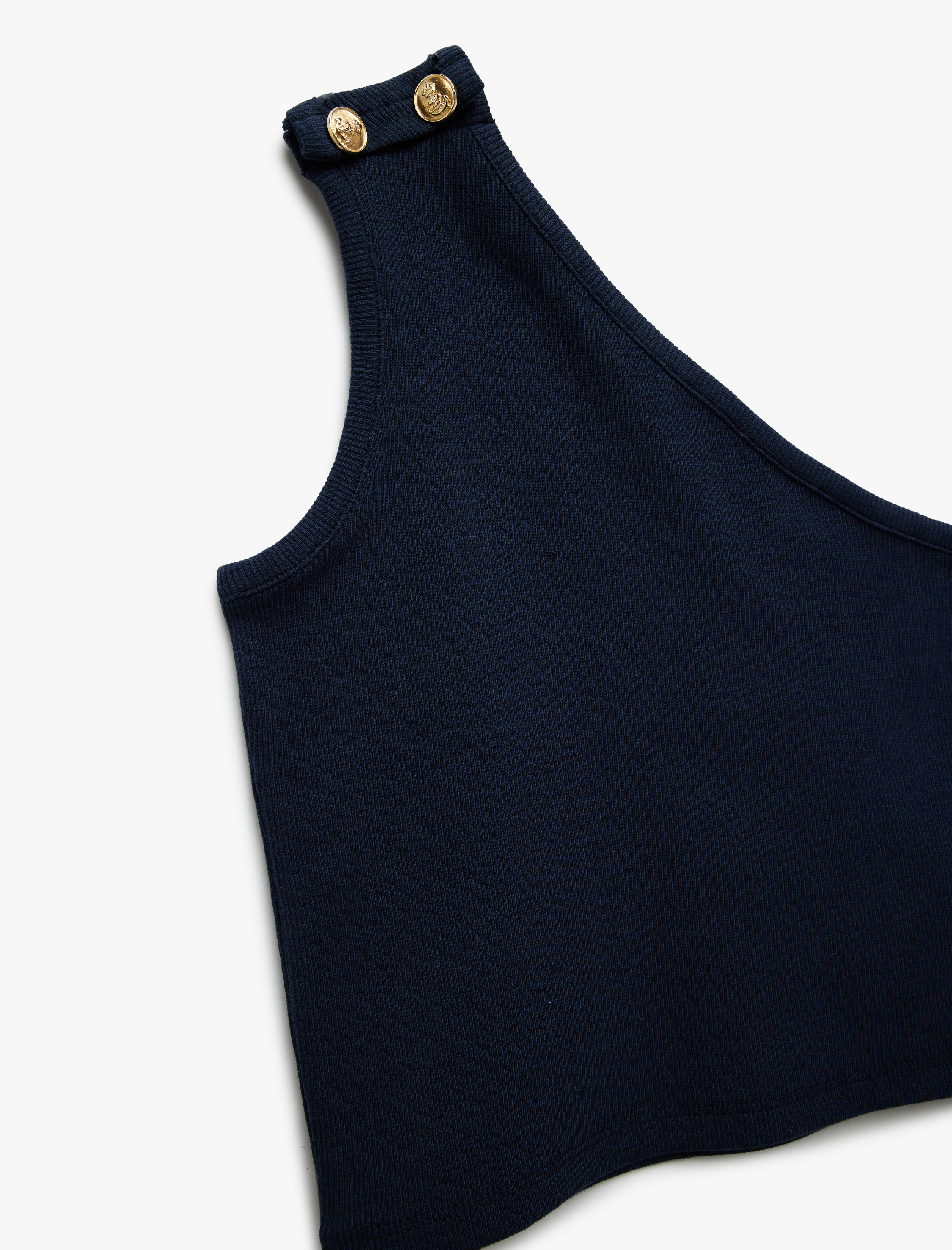  Kız Çocuk Pamuklu Tek Omuzlu Düğme Detaylı Crop Atlet