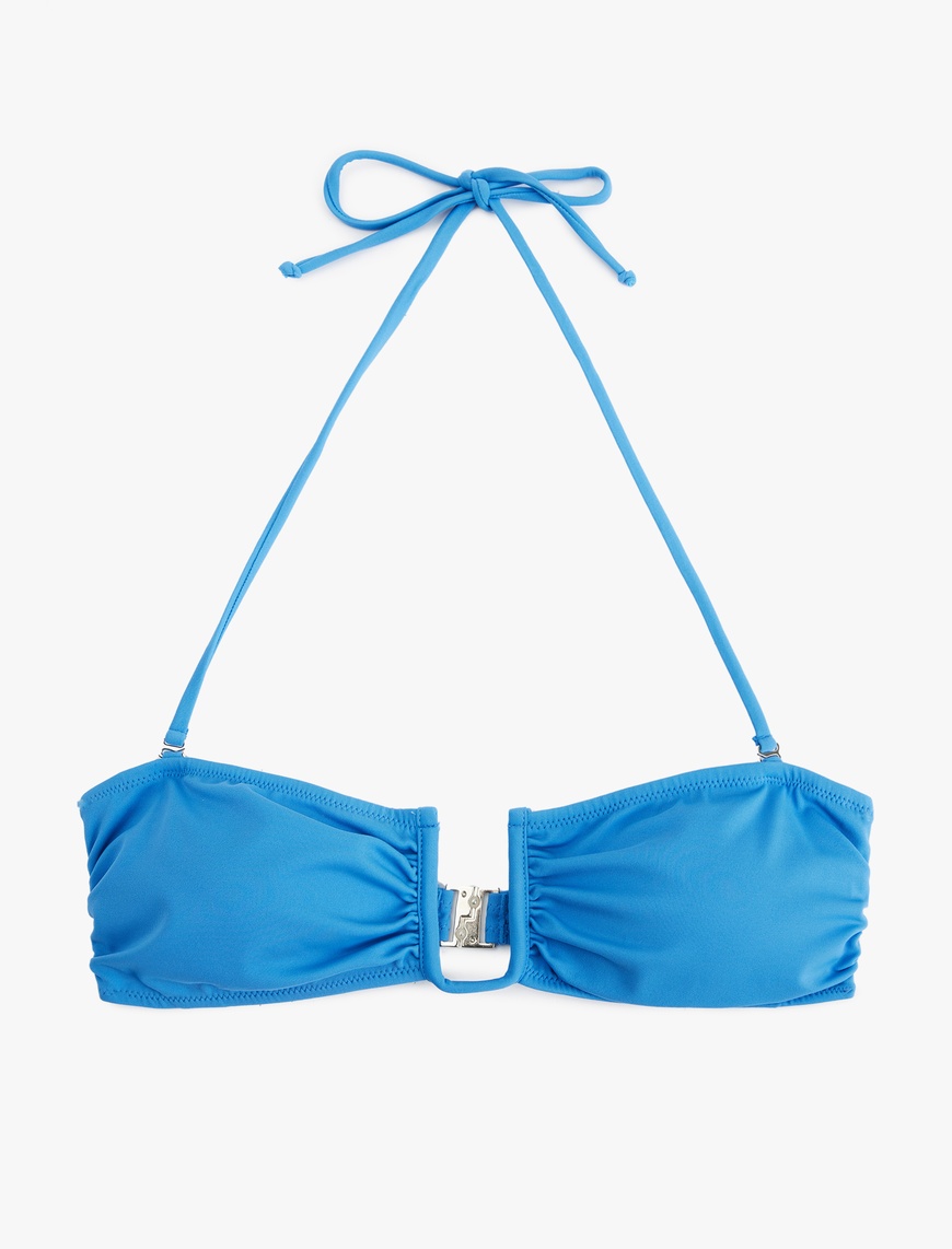   Metal Aksesuarlı Çıkarılabilir Askılı Straplez Bikini Üstü