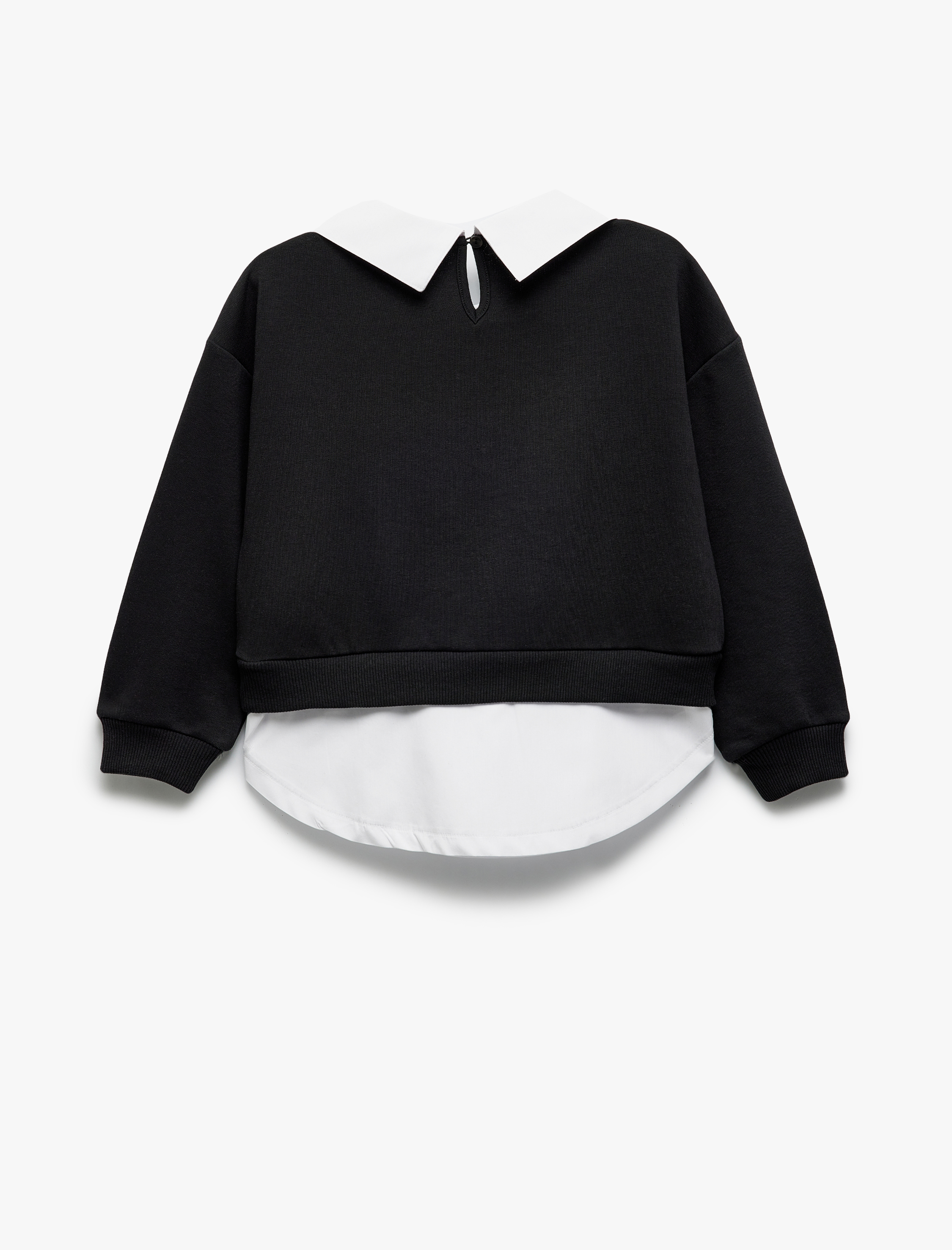  Kız Çocuk Gömlek Yaka Detaylı Uzun Kollu Okul Sweatshirt