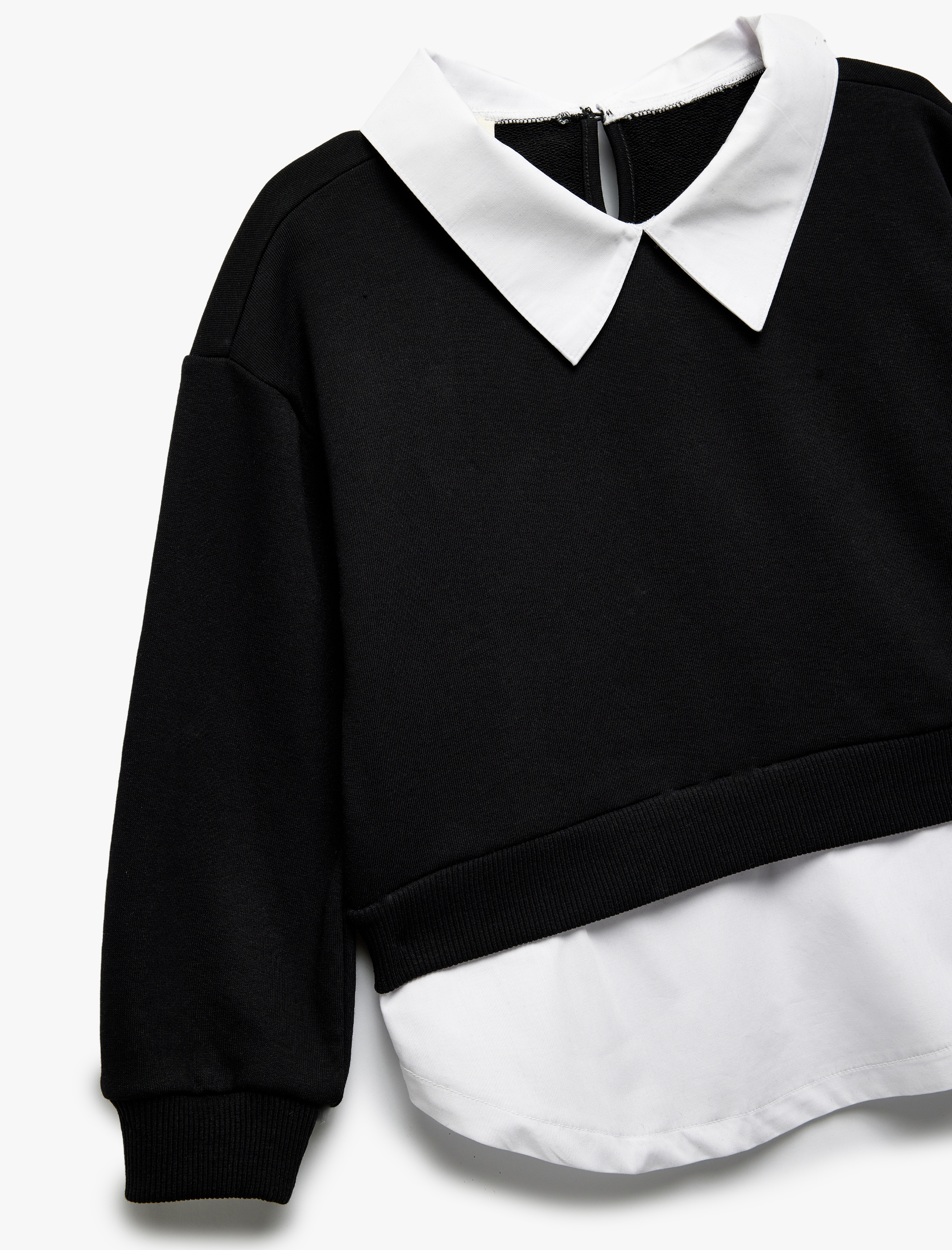  Kız Çocuk Gömlek Yaka Detaylı Uzun Kollu Okul Sweatshirt