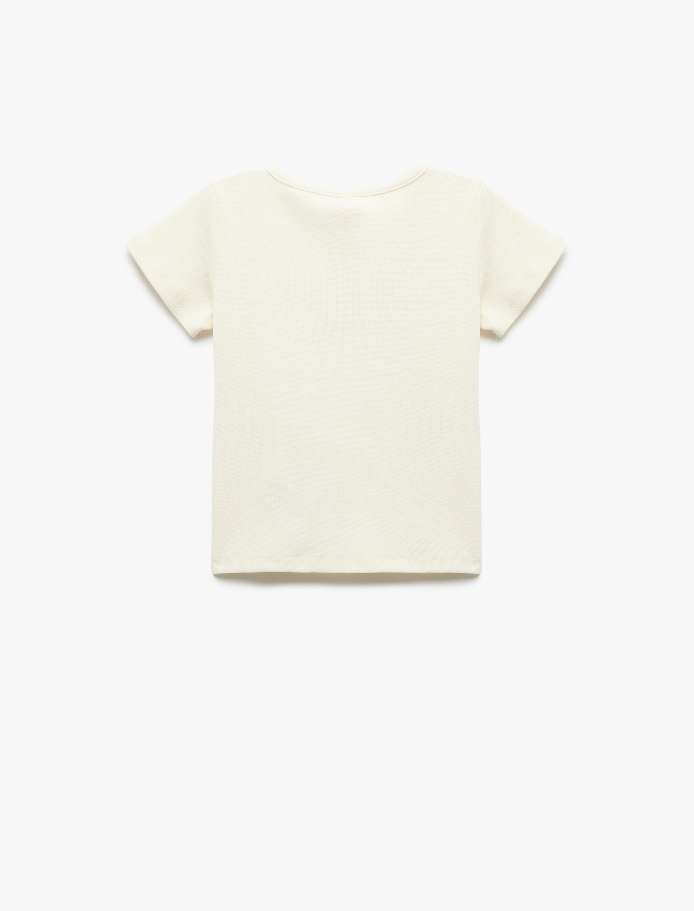  Kız Bebek Bisiklet Yaka Kısa Kollu Pamuklu Kurdele Nakışlı Tişört