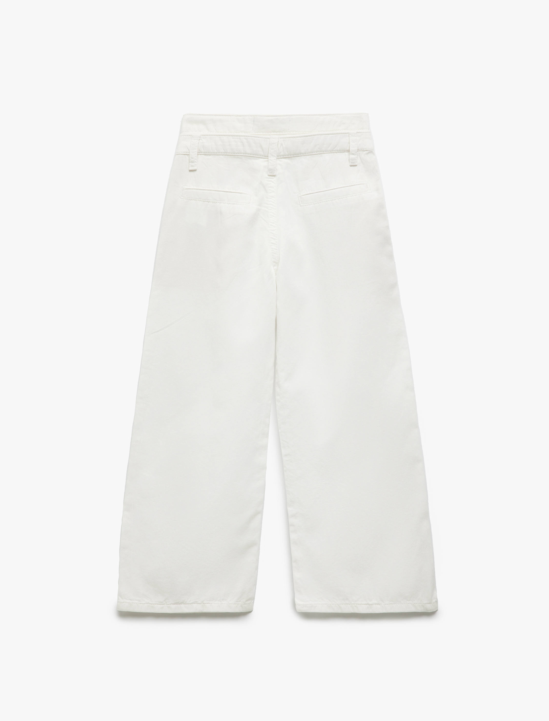  Kız Çocuk Yüksek Bel Rahat Kesim Geniş Paça Jean Pantolon