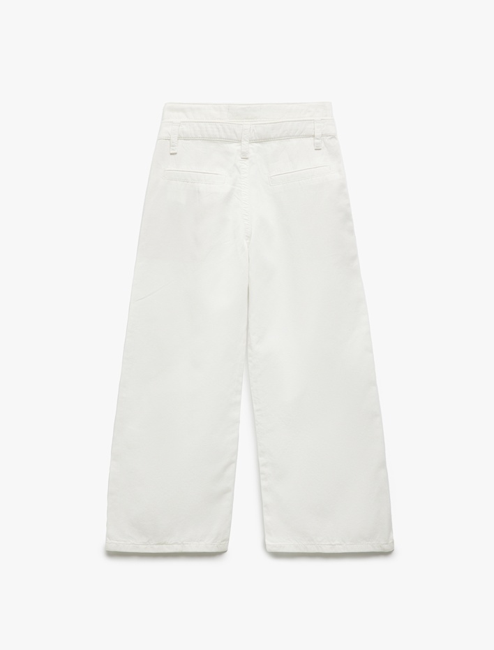 Kız Çocuk Yüksek Bel Rahat Kesim Geniş Paça Jean Pantolon