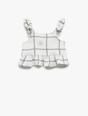 Pamuklu Fırfır Detaylı Askılı Crop Bluz