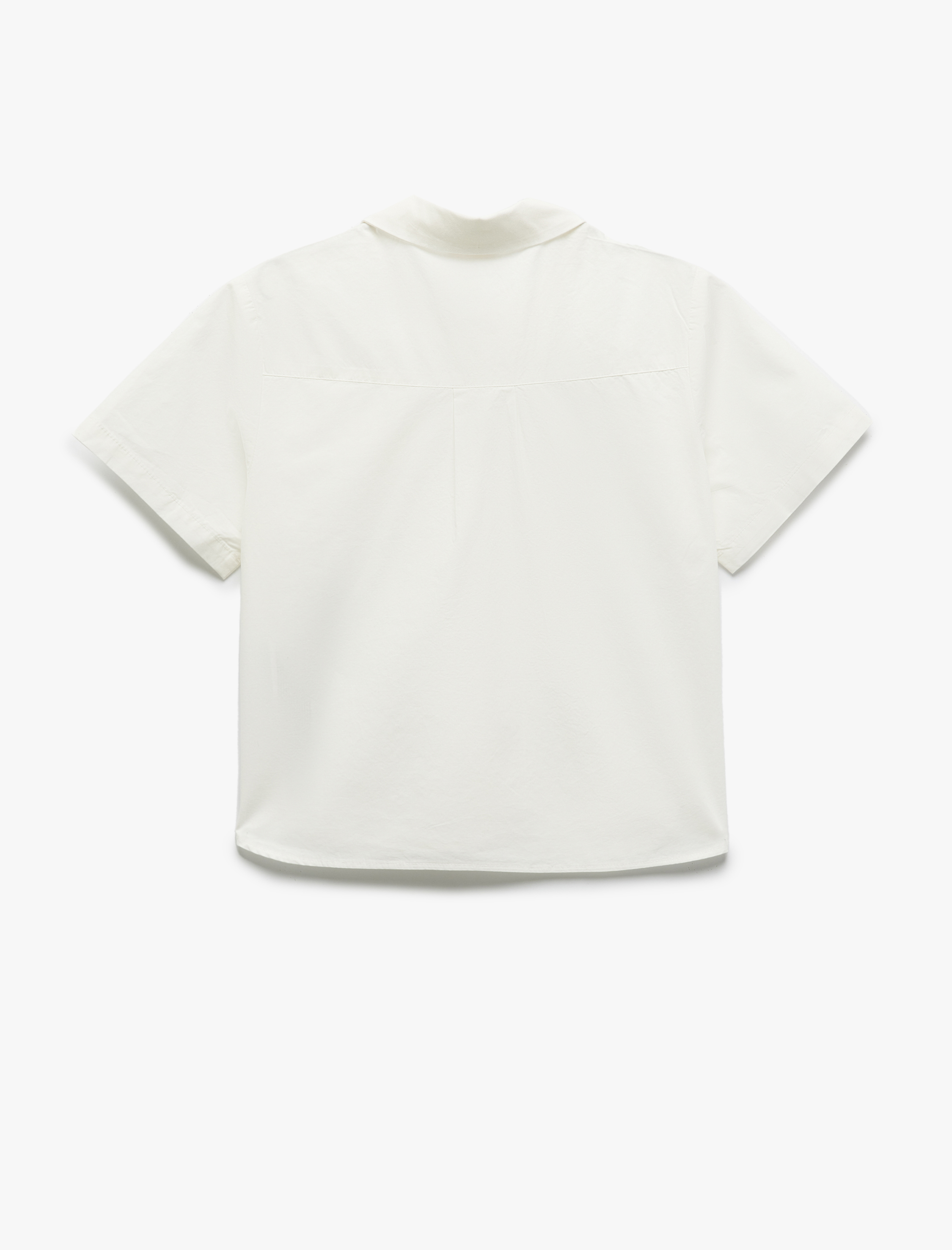  Kız Çocuk Pamuklu Kısa Kollu Cep Detaylı Oversize Gömlek