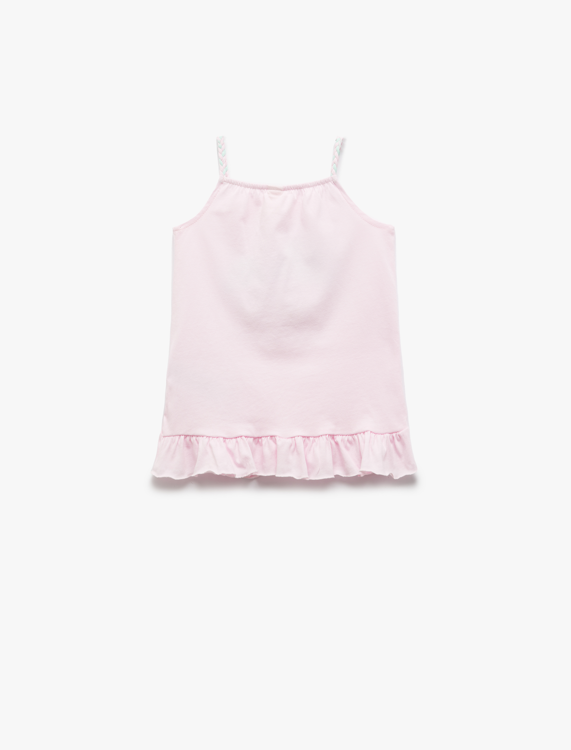  Kız Bebek Pamuklu Fırfır Detaylı Dondurma Baskılı İnce Askılı Elbise