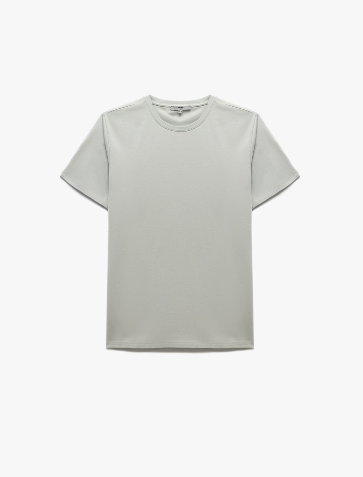  Pamuklu Kısa Kollu Slim Fit Bisiklet Yaka Erkek Basic Tişört