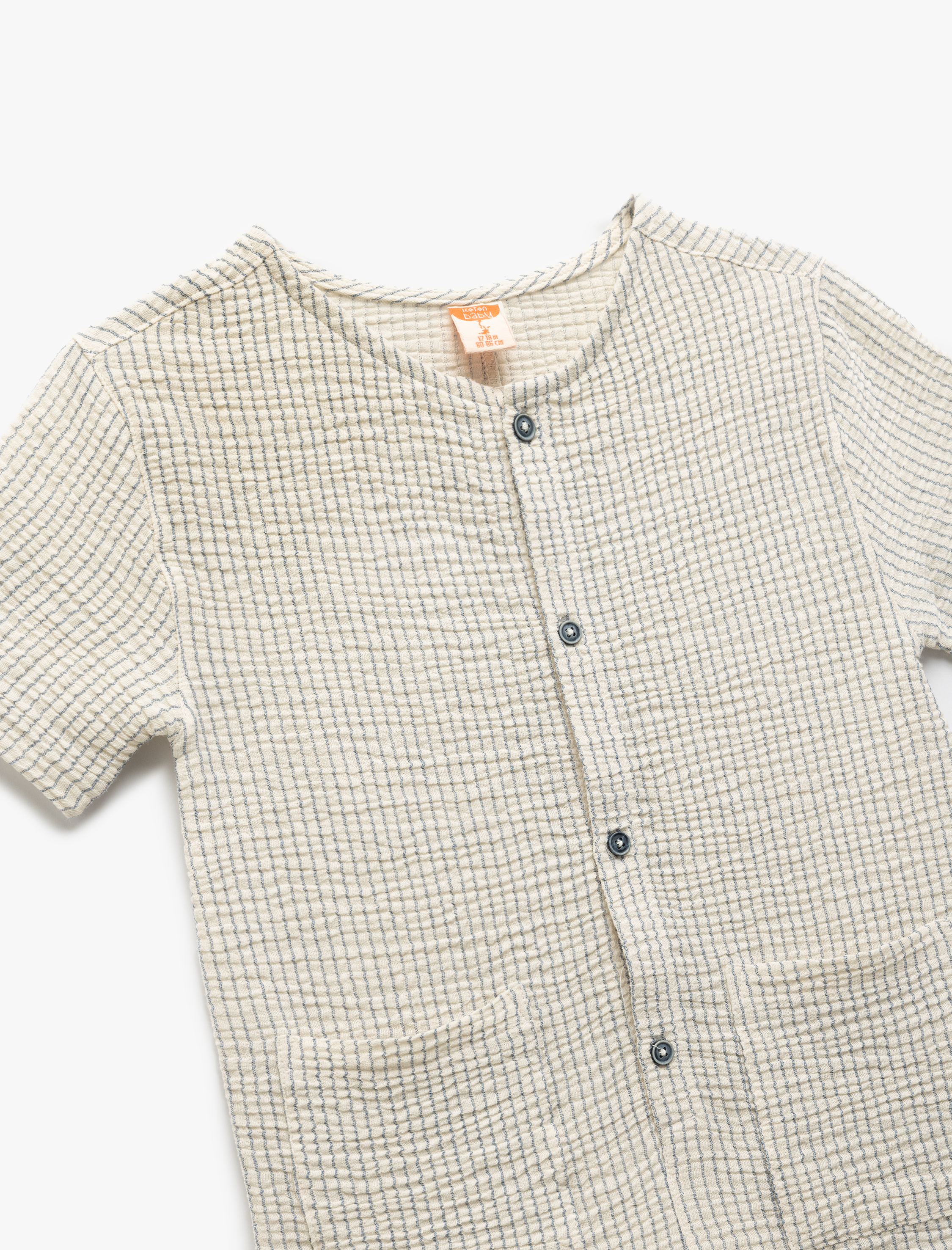  Erkek Bebek Pamuklu Bisiklet Yaka Kısa Kollu Düğme Detaylı Salopet