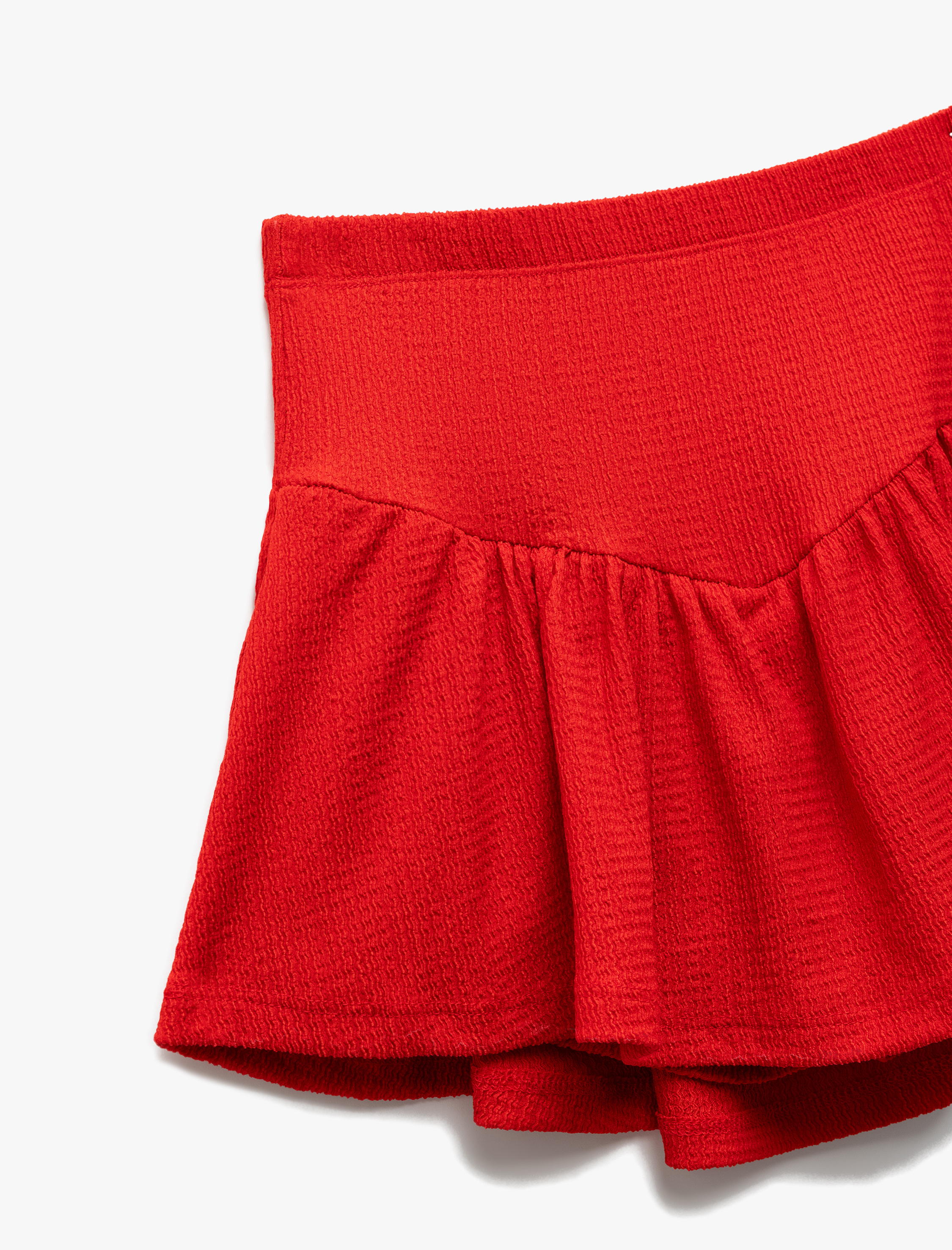 Kız Çocuk Beli Lastikli Dokulu Volanlı Şort Etek