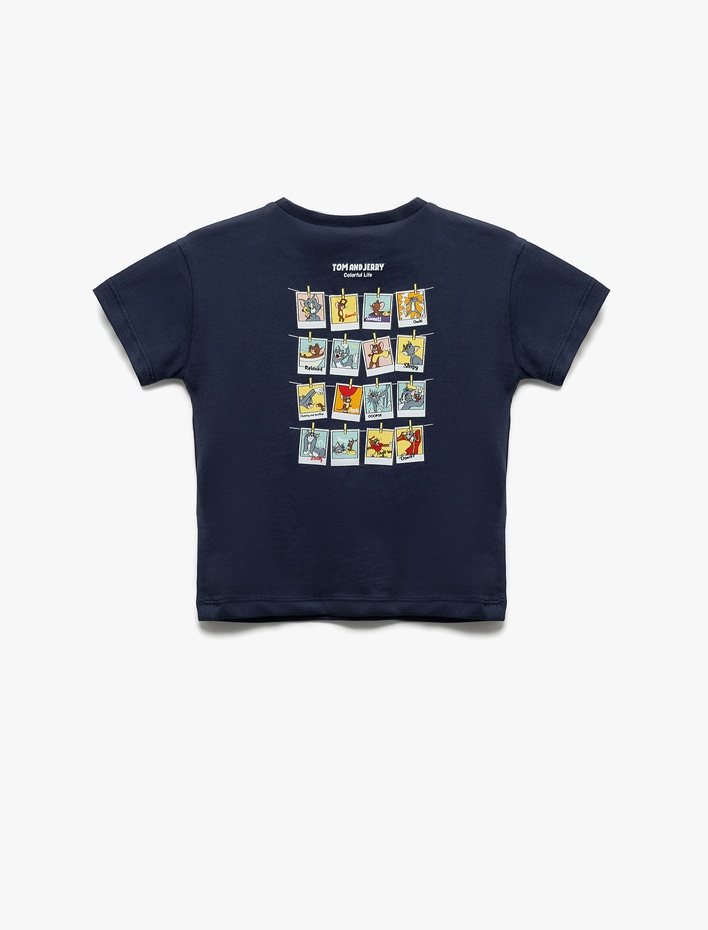Erkek Bebek Tom ve Jerry Baskılı Lisanslı Bisiklet Yaka Pamuklu Tişört