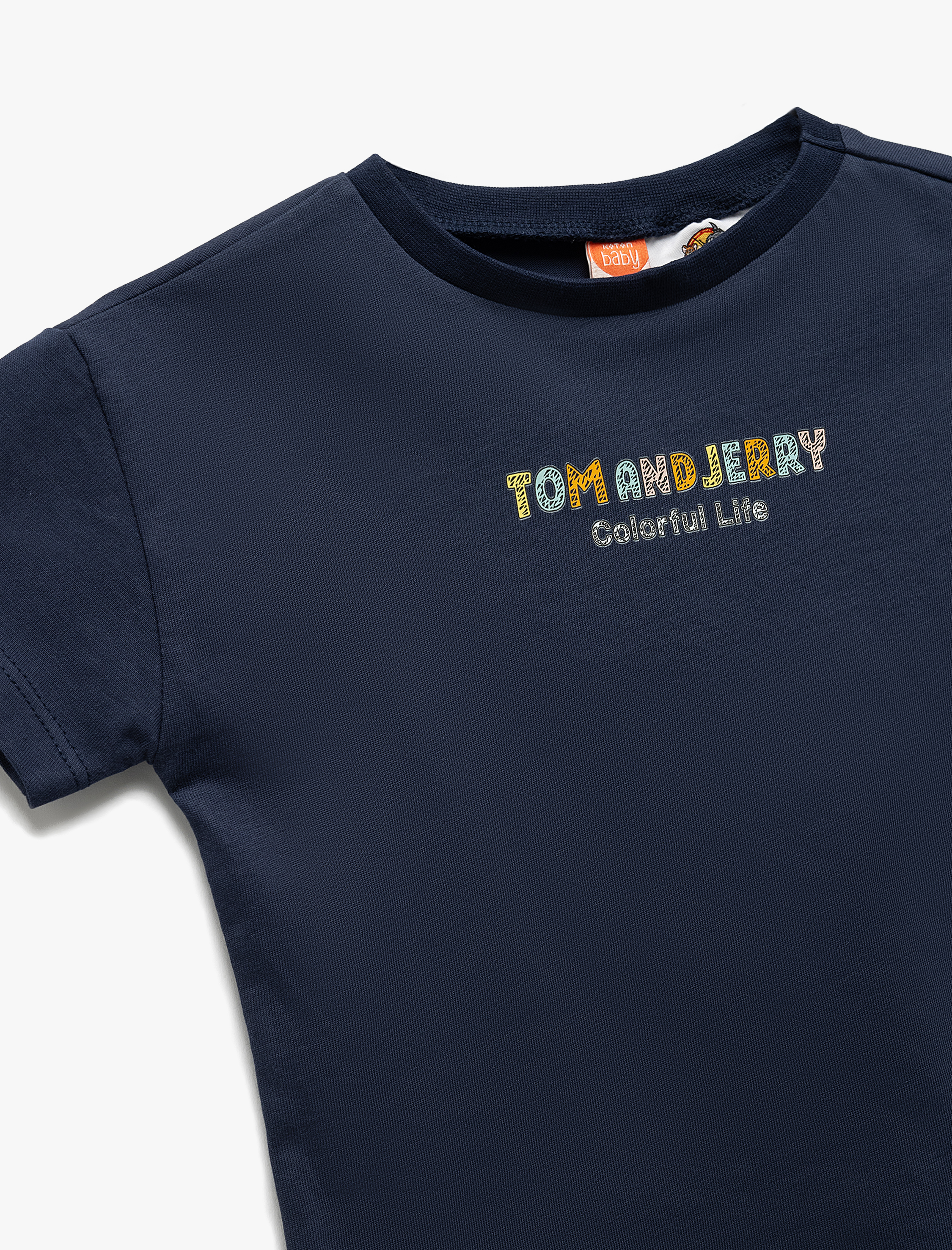  Erkek Bebek Tom ve Jerry Baskılı Lisanslı Bisiklet Yaka Pamuklu Tişört