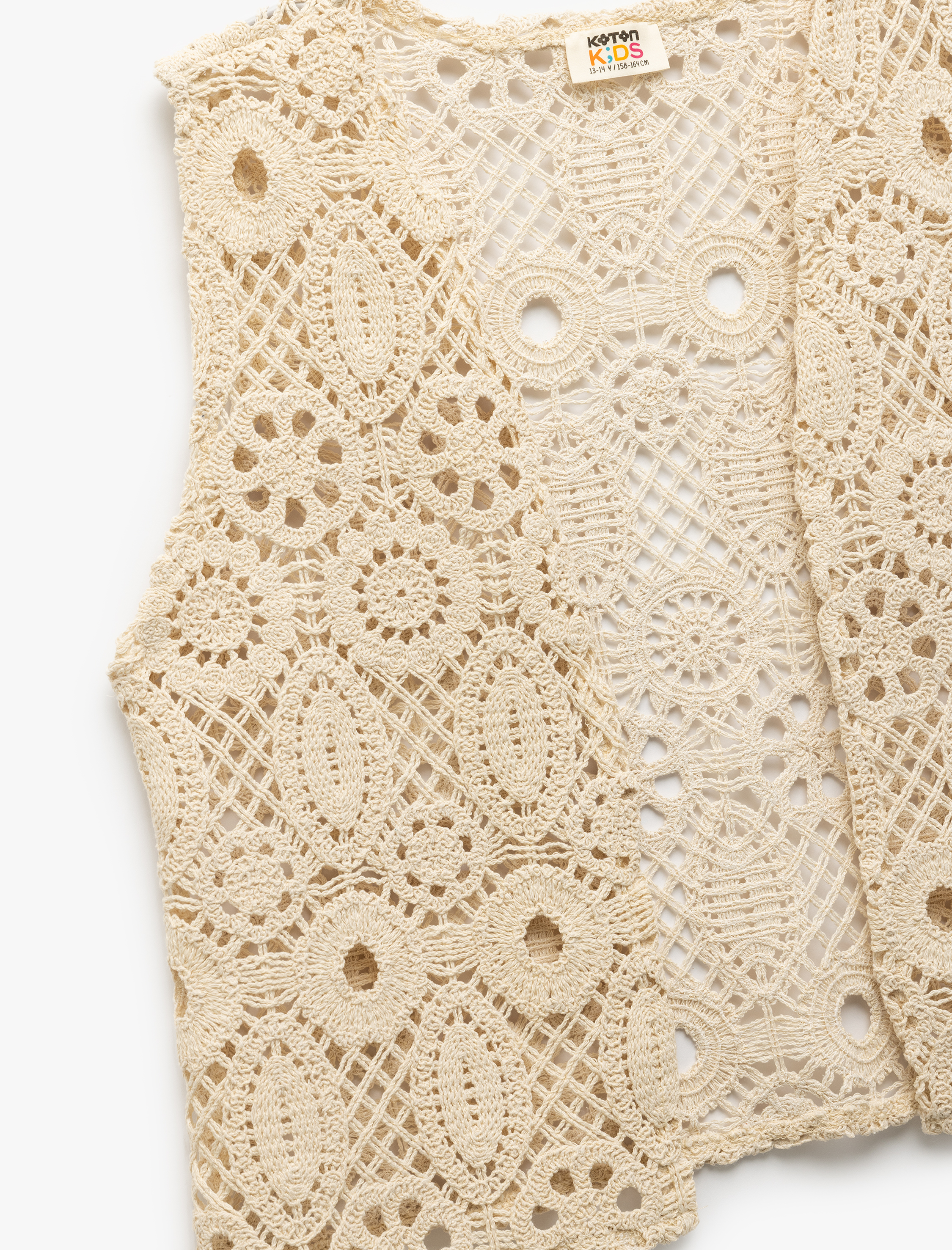  Kız Çocuk Ajurlu V Yaka Kolsuz Yelek