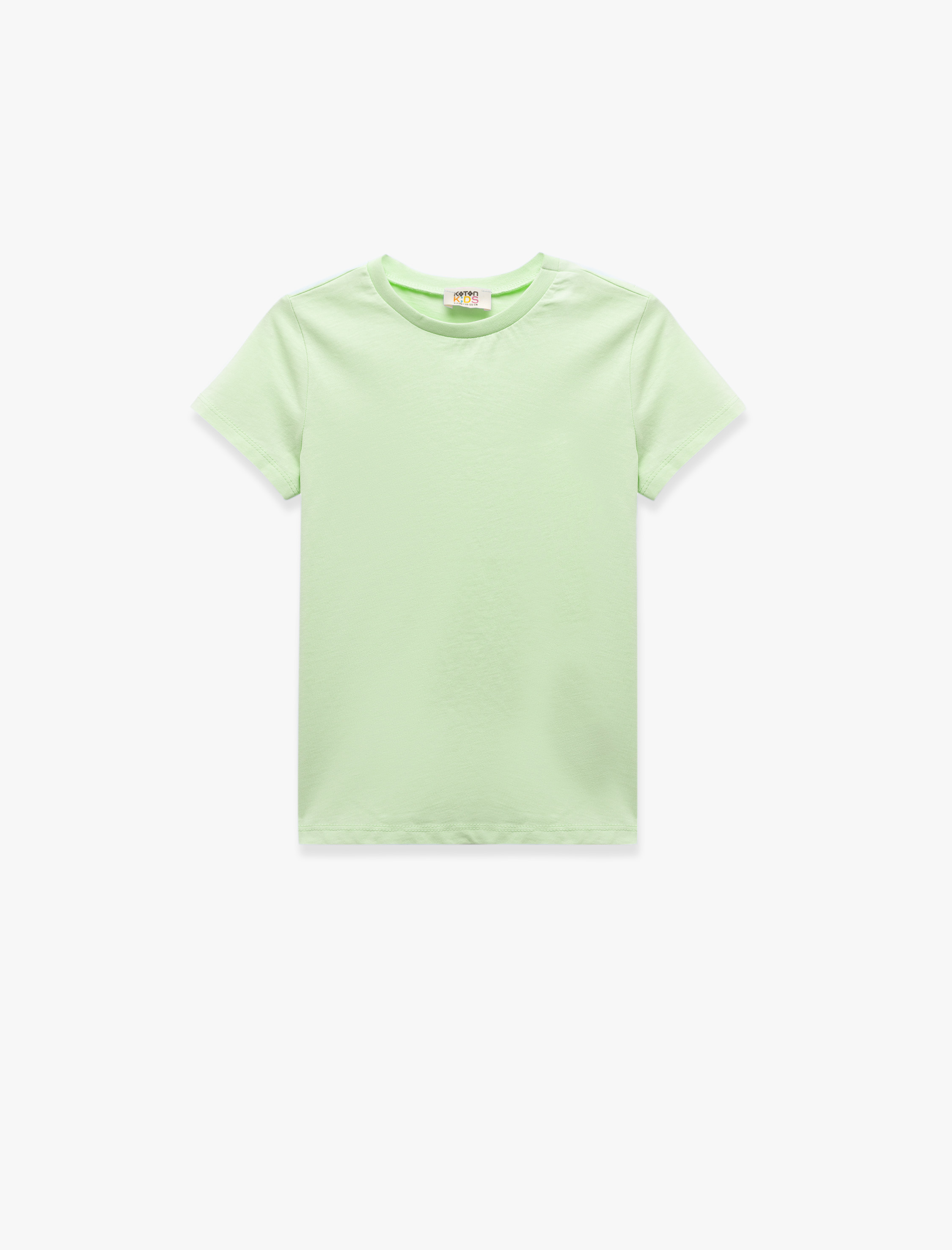  Kız Çocuk Bisiklet Yaka Kısa Kollu Pamuklu 2'li Basic Tişört Seti