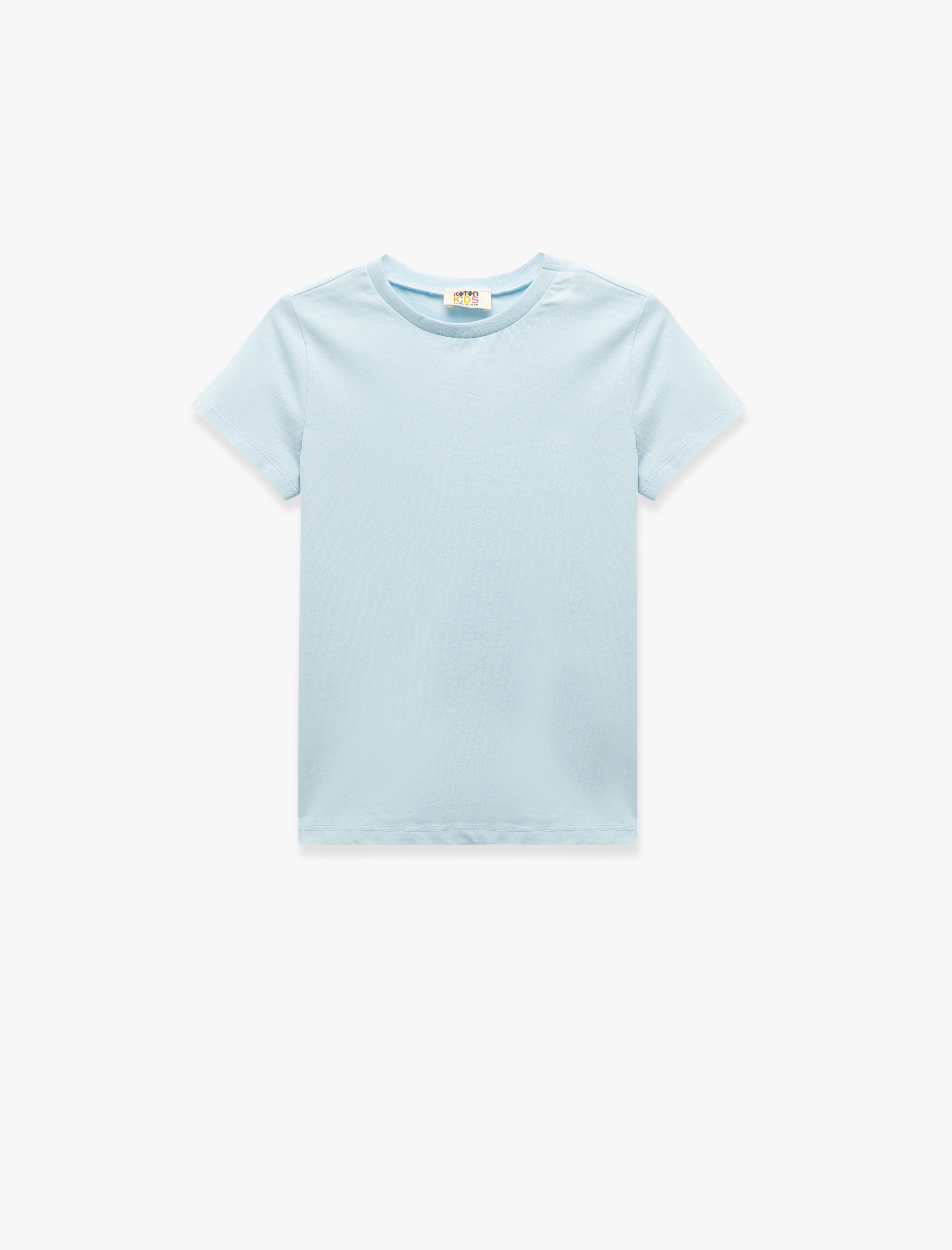  Kız Çocuk Bisiklet Yaka Kısa Kollu Pamuklu 2'li Basic Tişört Seti