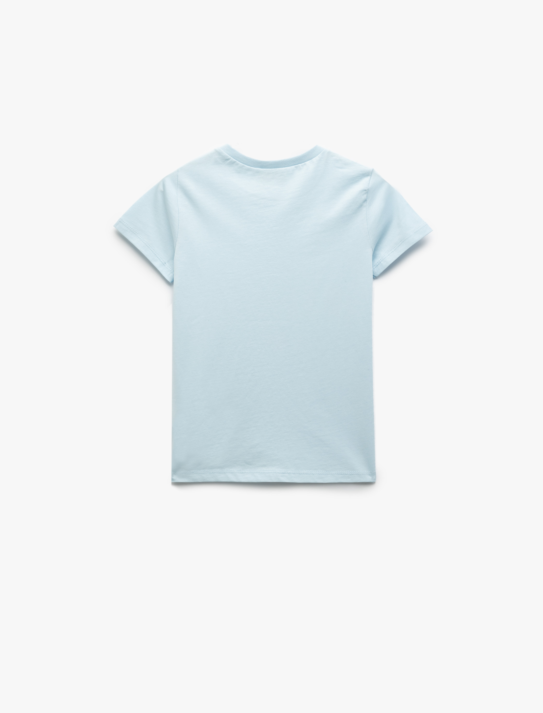  Kız Çocuk Bisiklet Yaka Kısa Kollu Pamuklu 2'li Basic Tişört Seti