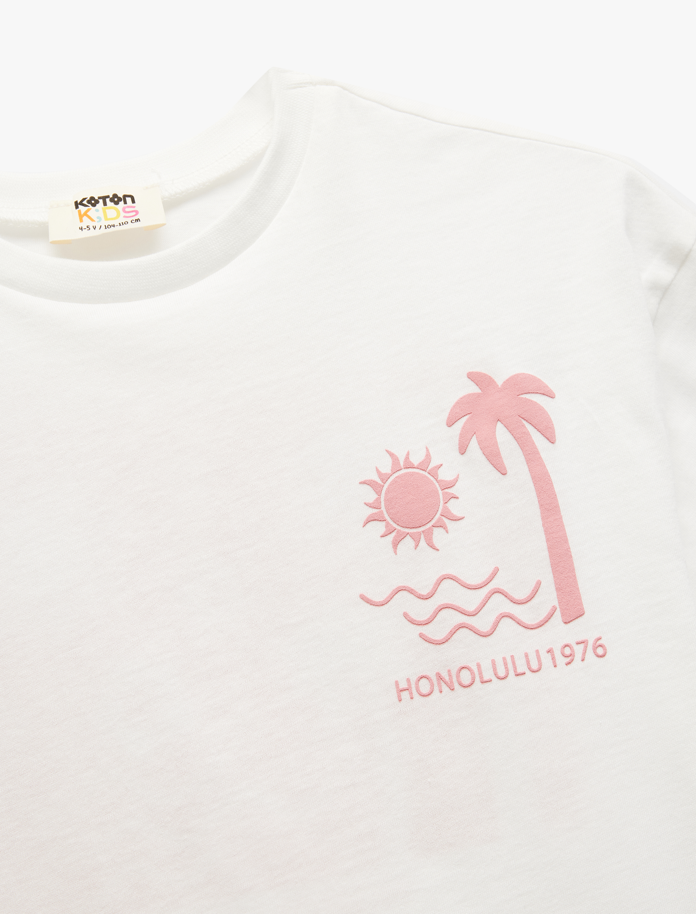  Kız Çocuk Bisiklet Yaka Kısa Kollu Baskılı Pamuklu Tişört