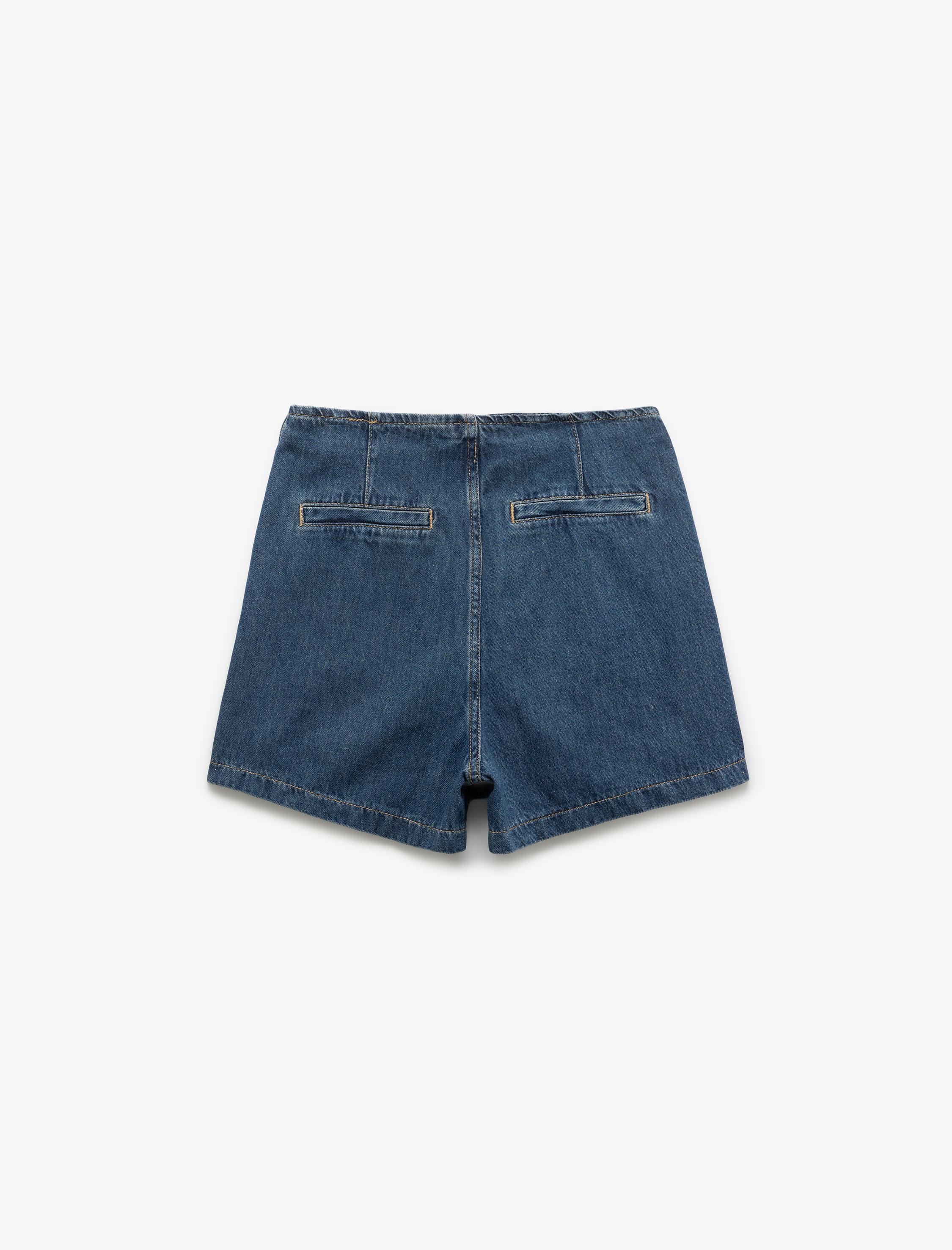   Pamuklu Bağlama Detaylı Mini Denim Şort Etek