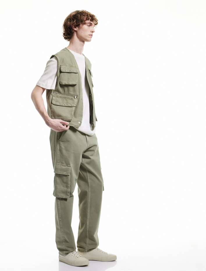  Pamuklu Straight Fit Jean Kargo Pantolon