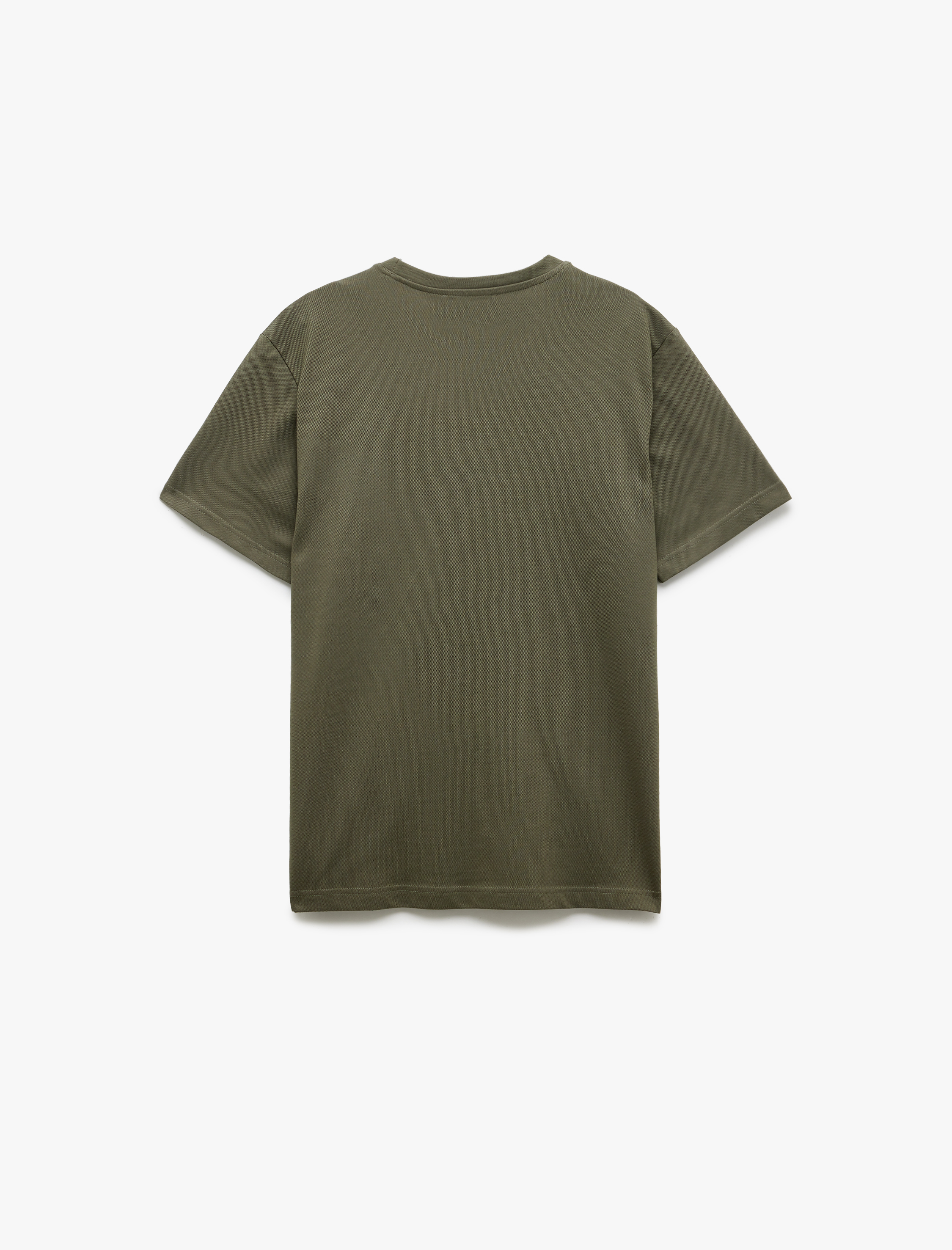   Kısa Kollu Bisiklet Yaka Pike Kumaş Pamuklu Baskılı Slim Fit Tişört