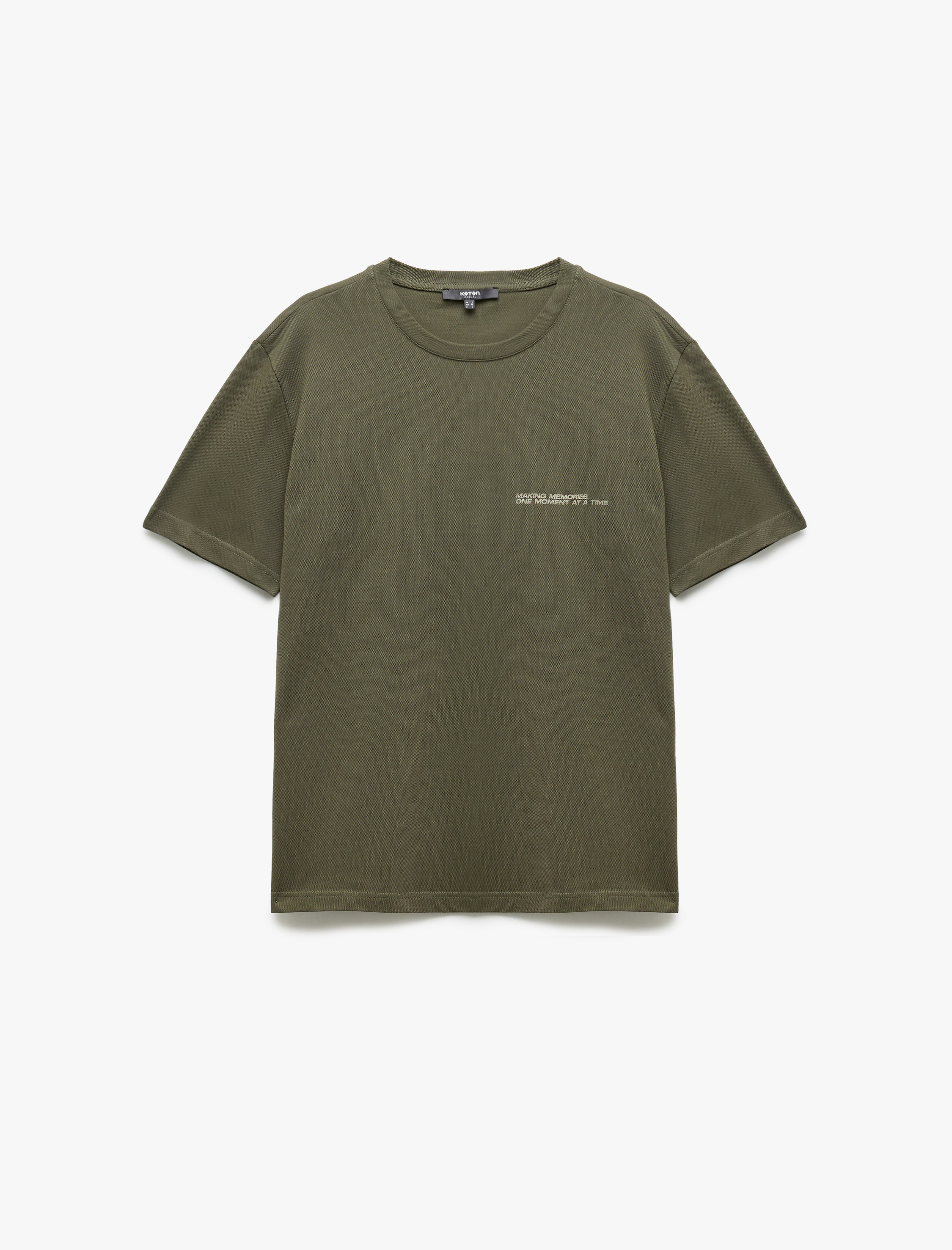   Kısa Kollu Bisiklet Yaka Pike Kumaş Pamuklu Baskılı Slim Fit Tişört