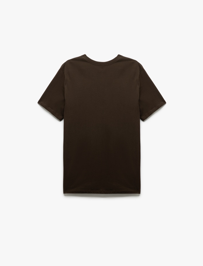  Bisiklet Yaka Pamuklu Regular Fit İşlemeli Kısa Kollu Tişört