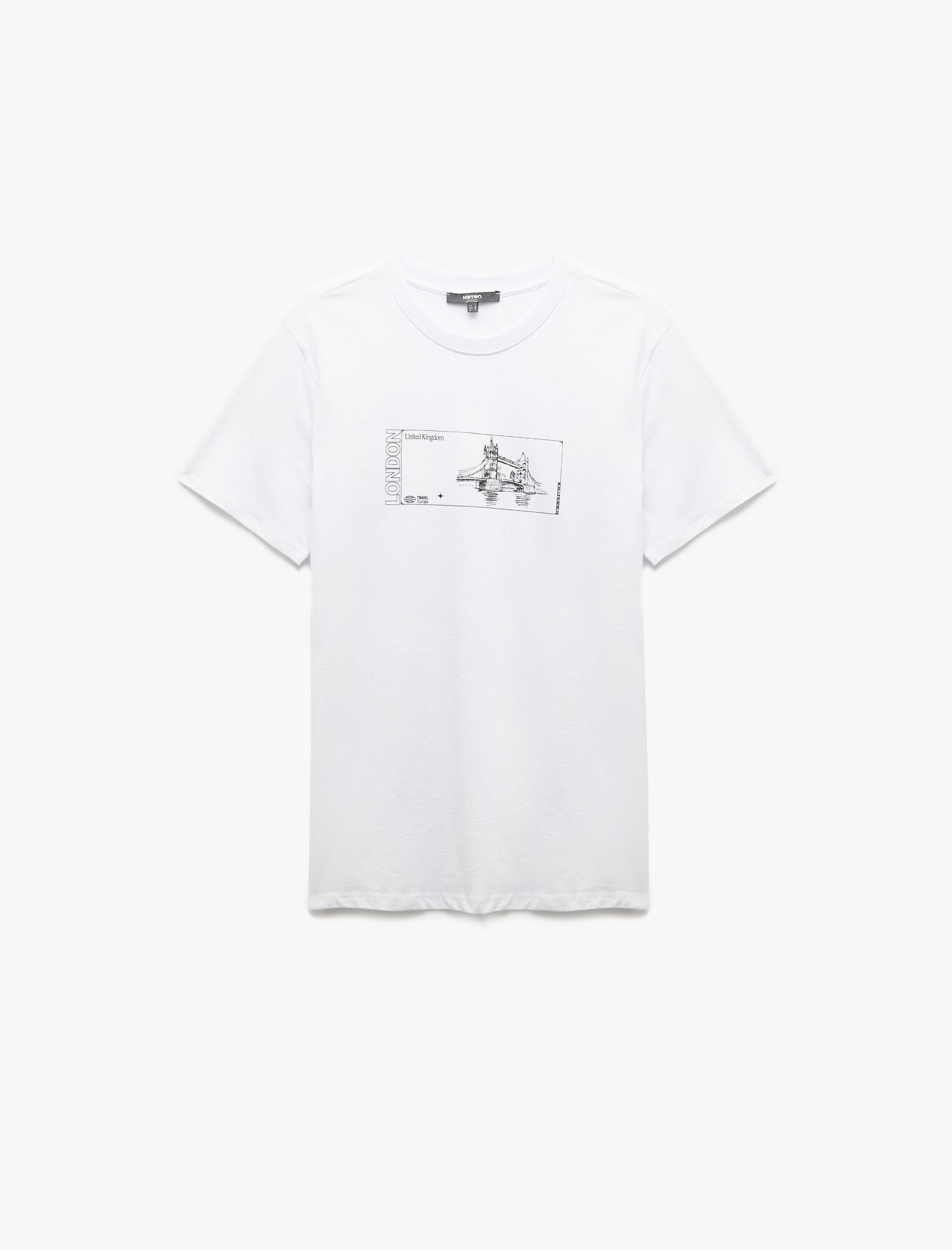   Pamuklu Kısa Kollu Regular Fit Baskılı Bisiklet Yaka Tişört