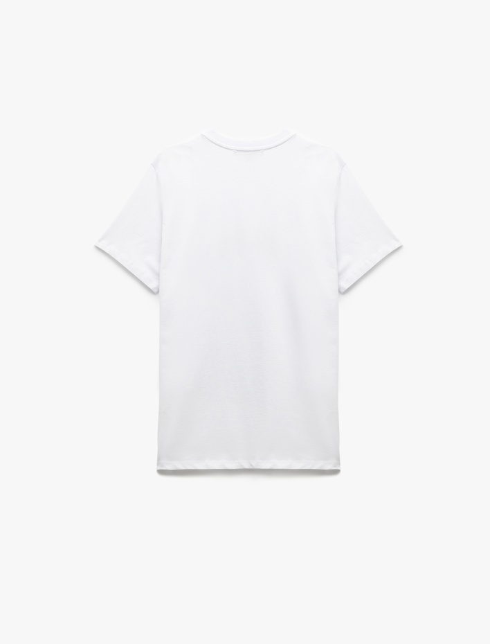  Pamuklu Kısa Kollu Regular Fit Baskılı Bisiklet Yaka Tişört