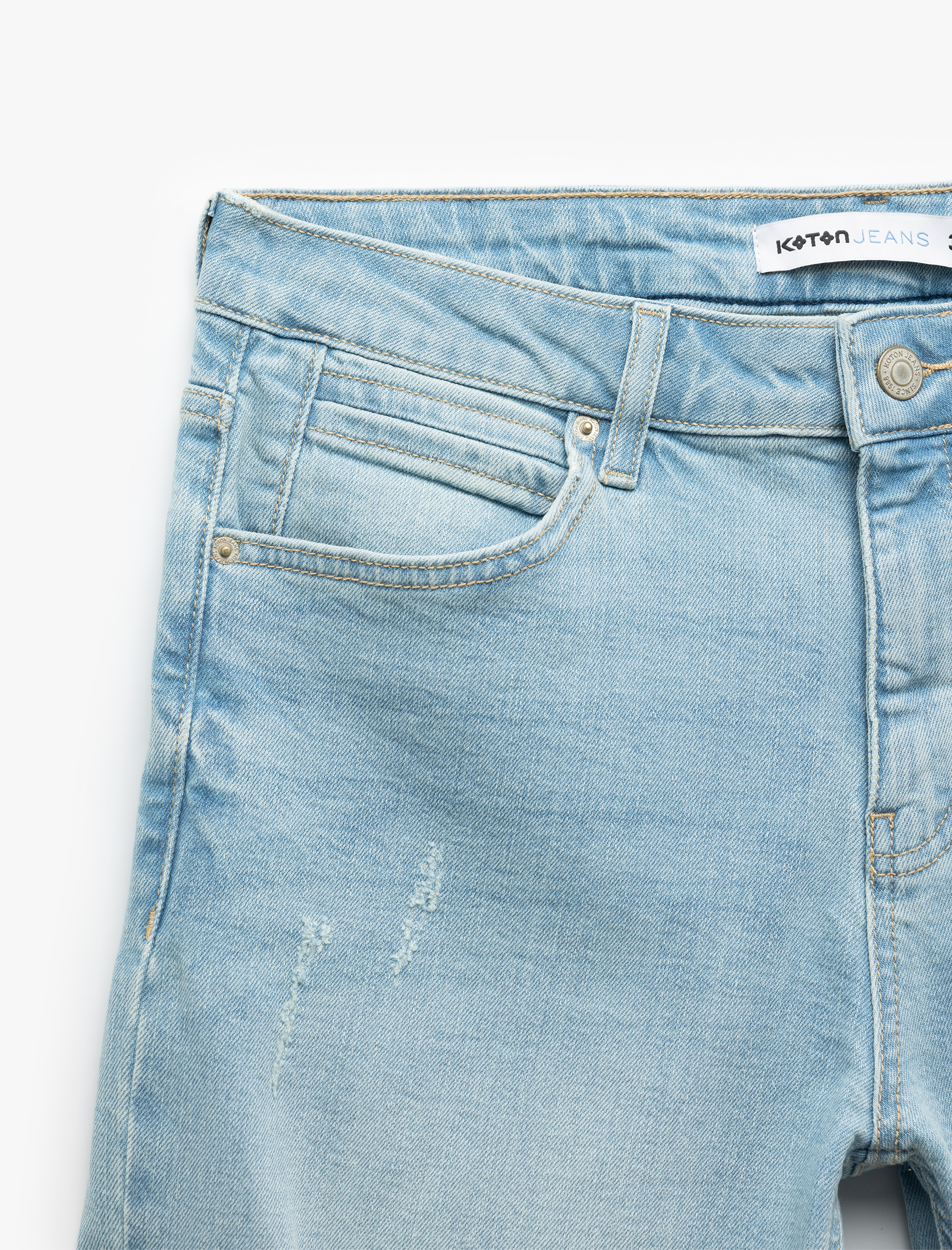   Slim Fit Pamuklu Katlamalı Paça Denim Şort