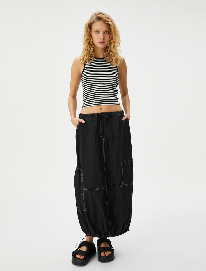  Halter Yaka Kolsuz Tişört Slim Fit Viskon Kumaş