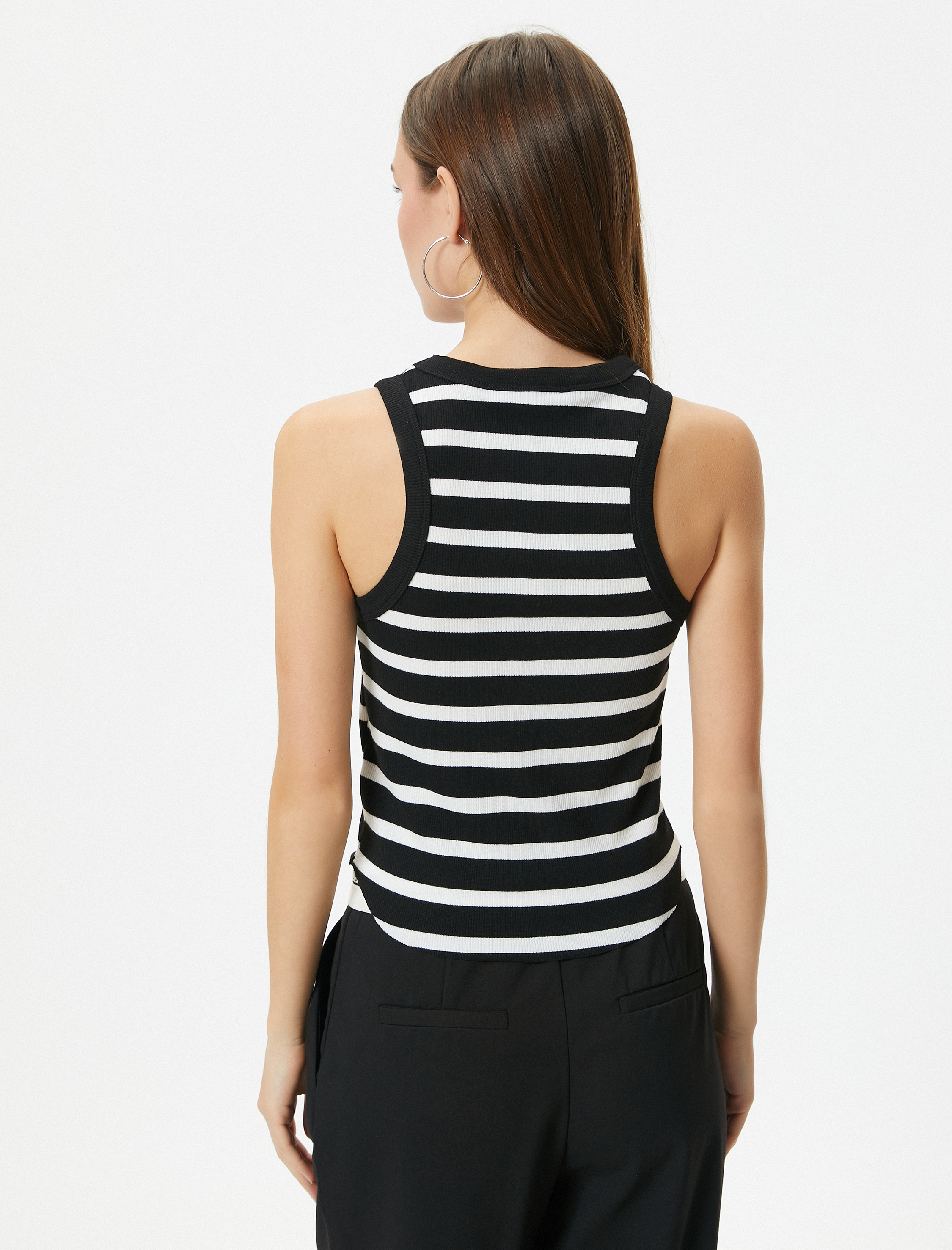   Fitilli Atlet İşleme Detaylı Bisiklet Yaka Viskoz Kumaş Karışımlı