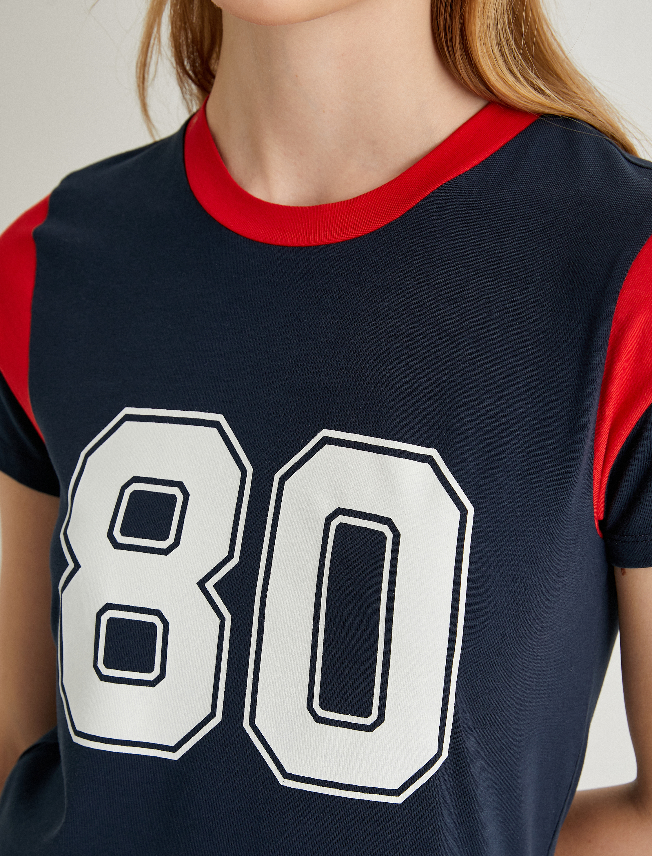   Renk Bloklu Tişört Kısa Kollu Bisiklet Yaka Pamuklu Slim Fit