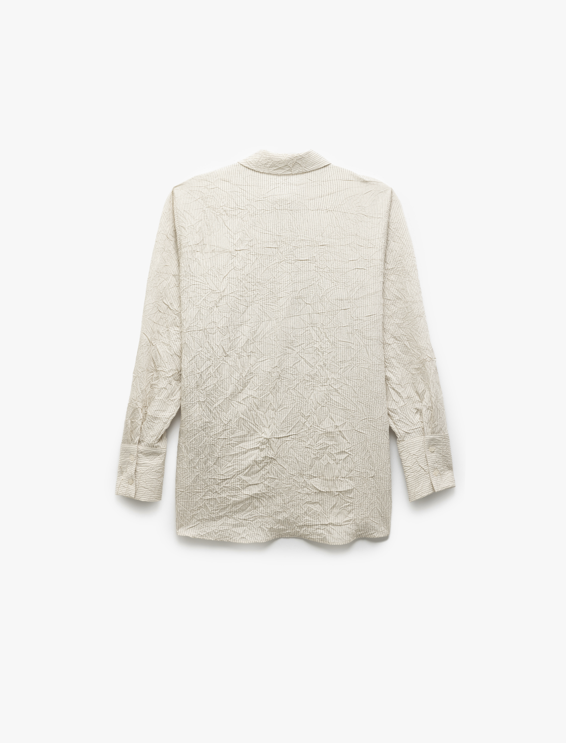   Cepli Uzun Kollu Dokulu Düğmeli Oversize Gömlek