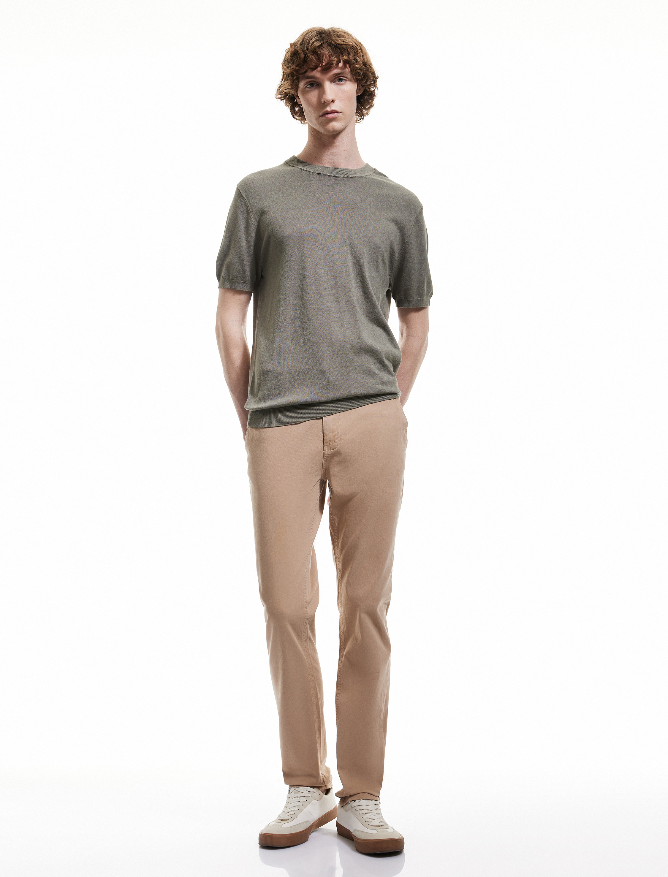   Pamuklu Düğmeli Chino Cep Detaylı Slim Fit Pantolon