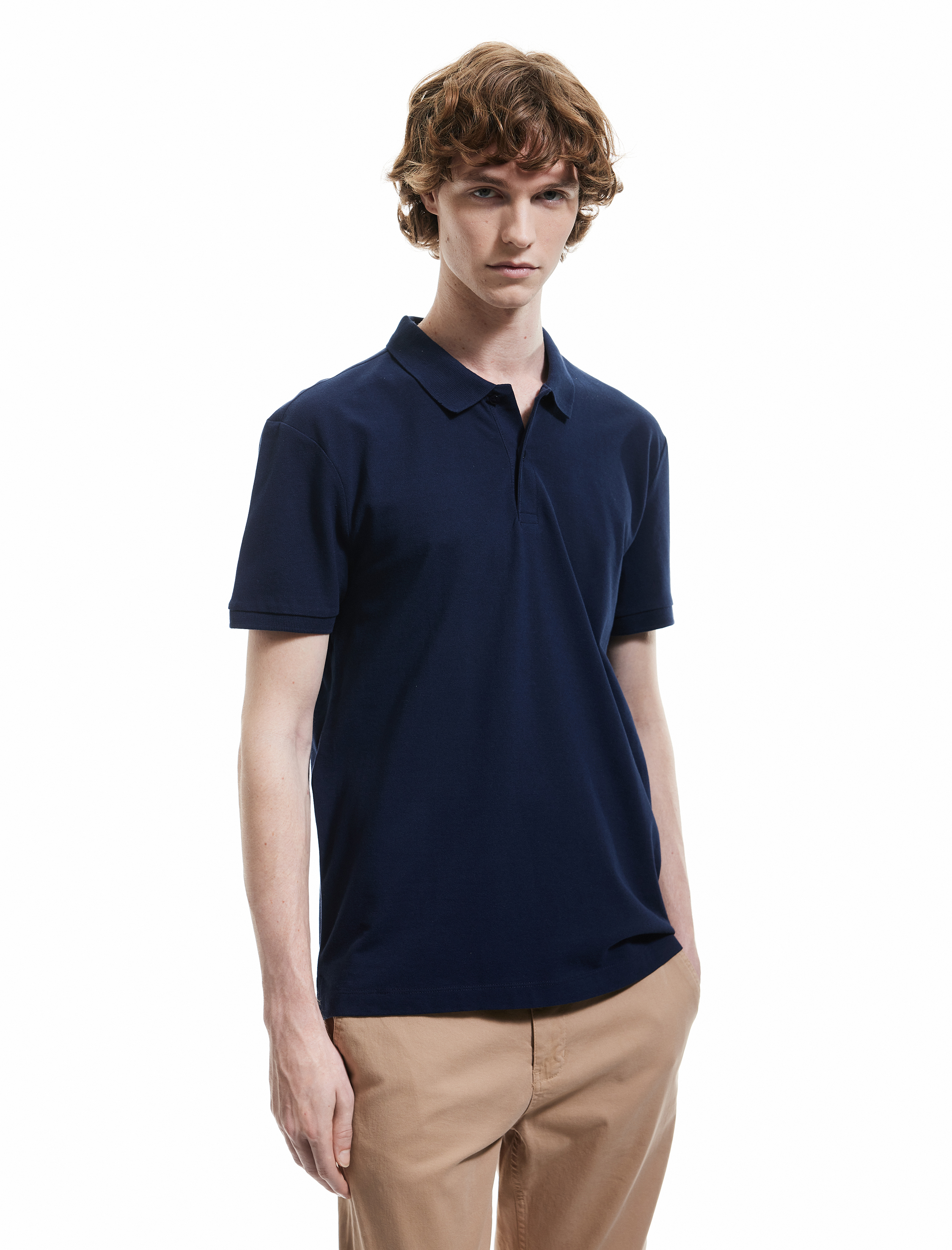   Kısa Kollu Pamuklu Pike Kumaş Polo Yaka Slim Fit Tişört