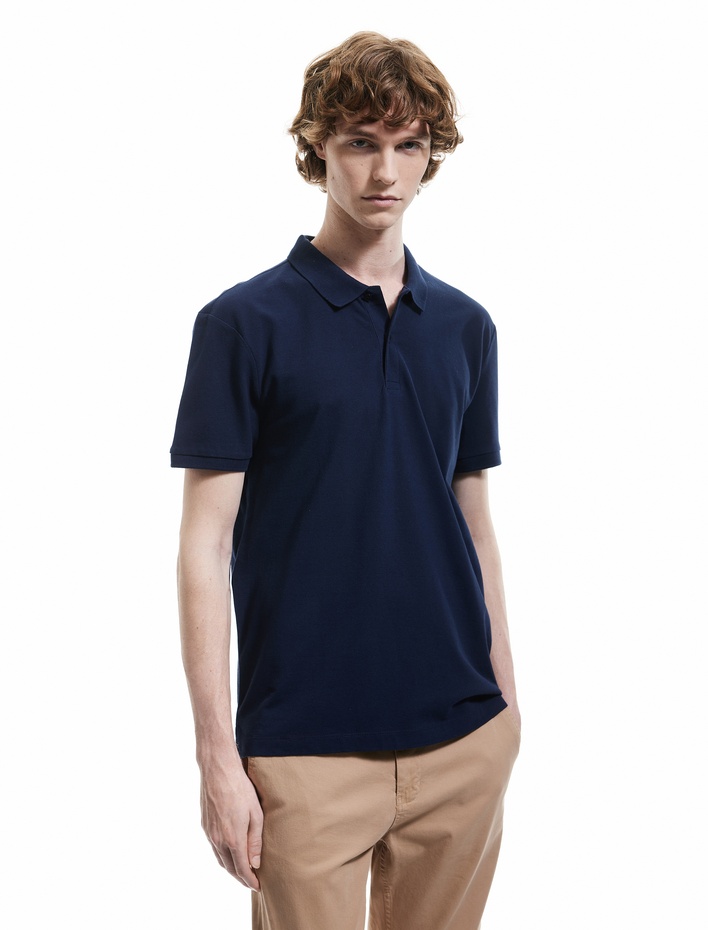  Kısa Kollu Pamuklu Pike Kumaş Polo Yaka Slim Fit Tişört