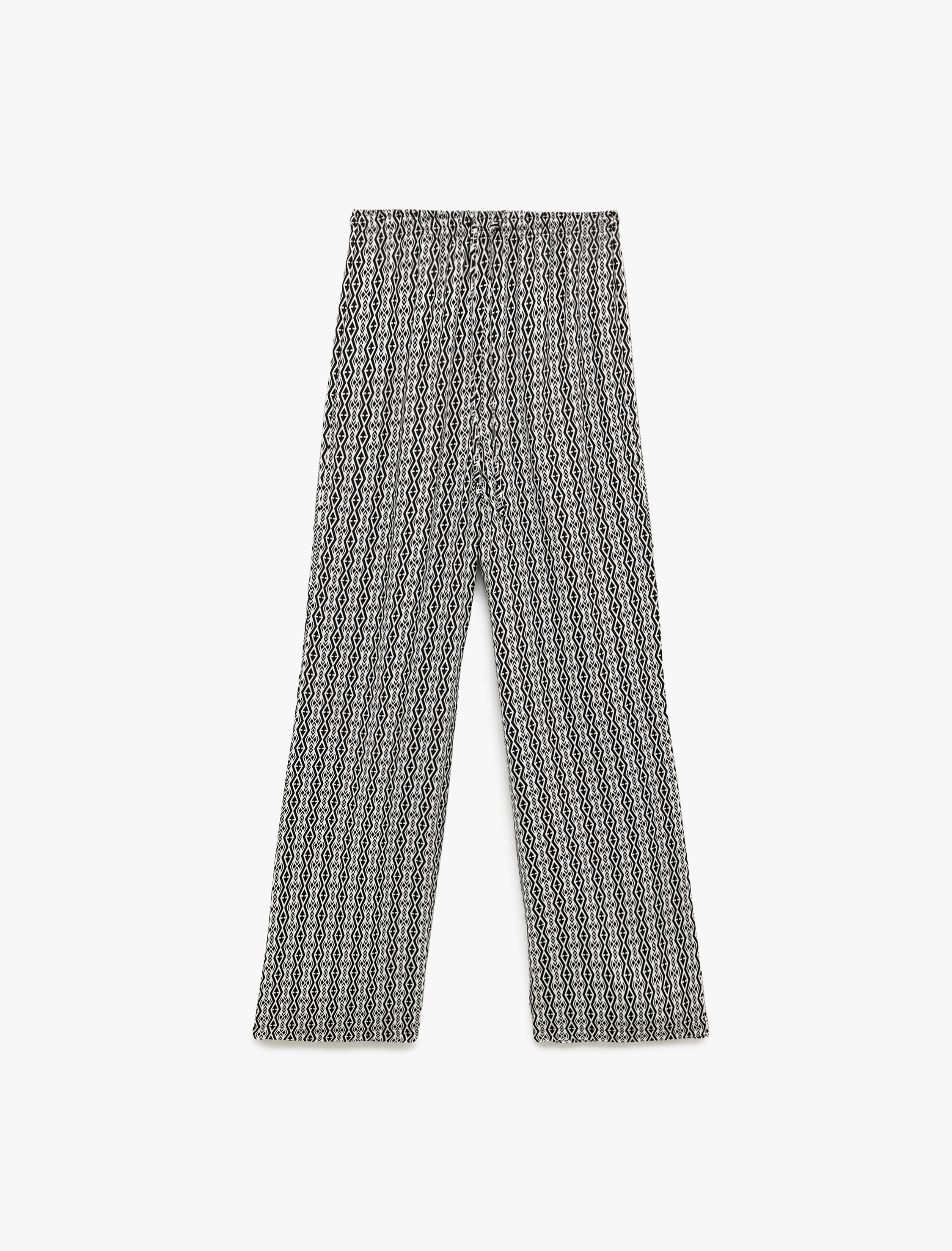   Beli Bağcıklı Viskon Düz Paça Pantolon