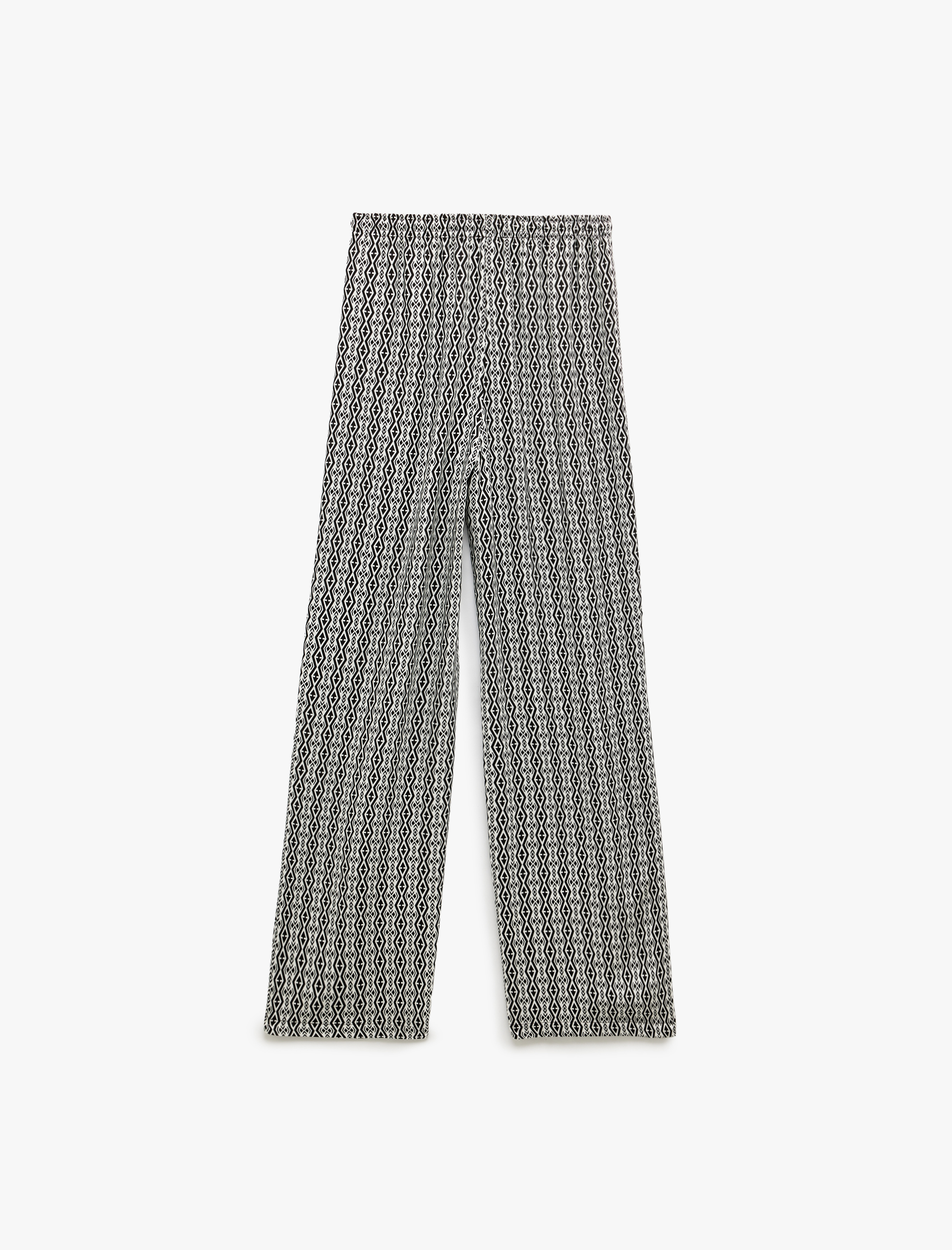   Beli Bağcıklı Viskon Düz Paça Pantolon