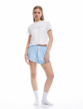 Pamuklu Kısa Kollu Baskılı Şort Pijama Takımı_1