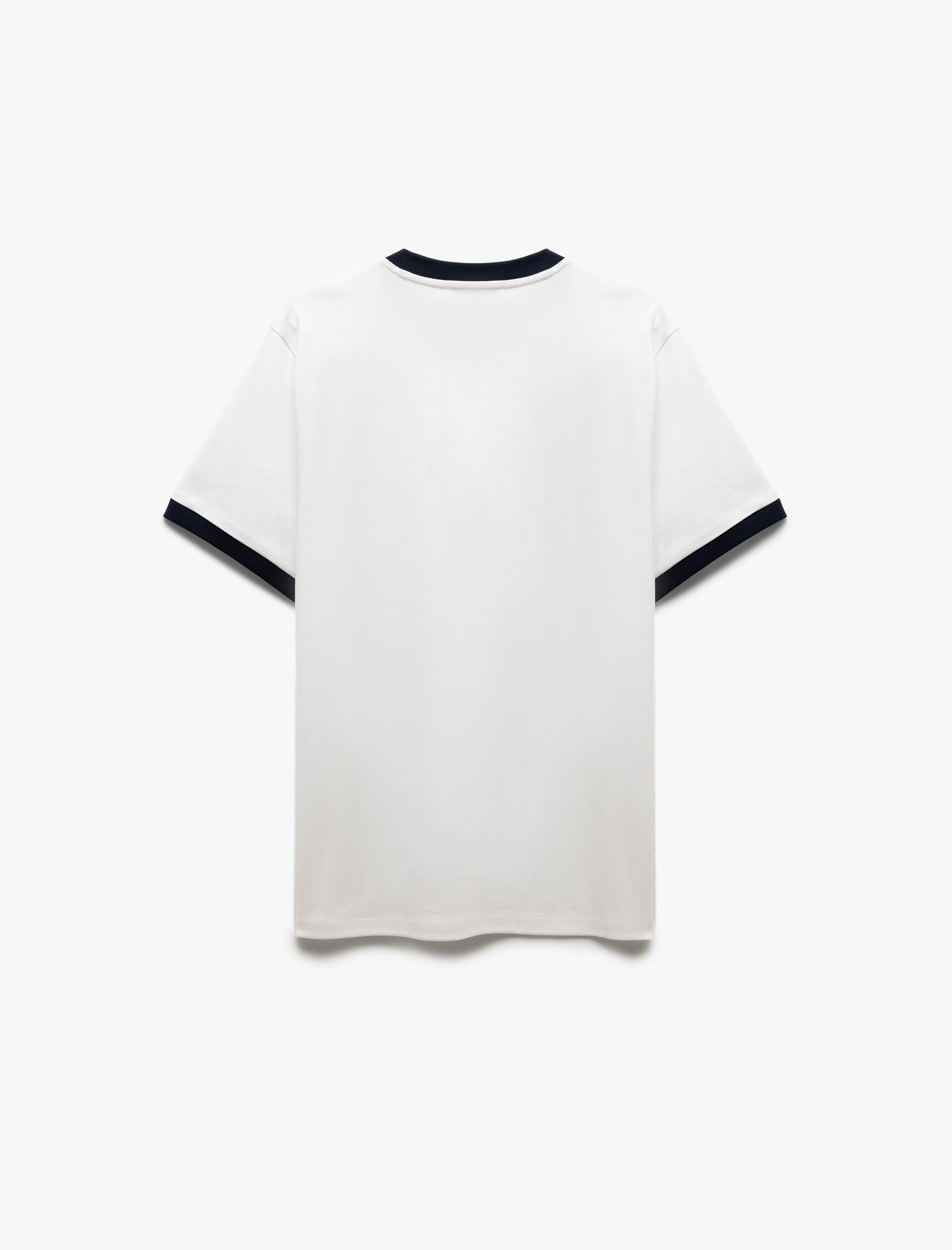   Pamuklu Kontrast Detaylı Regular Fit Tok Kumaş Kısa Kollu Bisiklet Yaka Baskılı Tişört