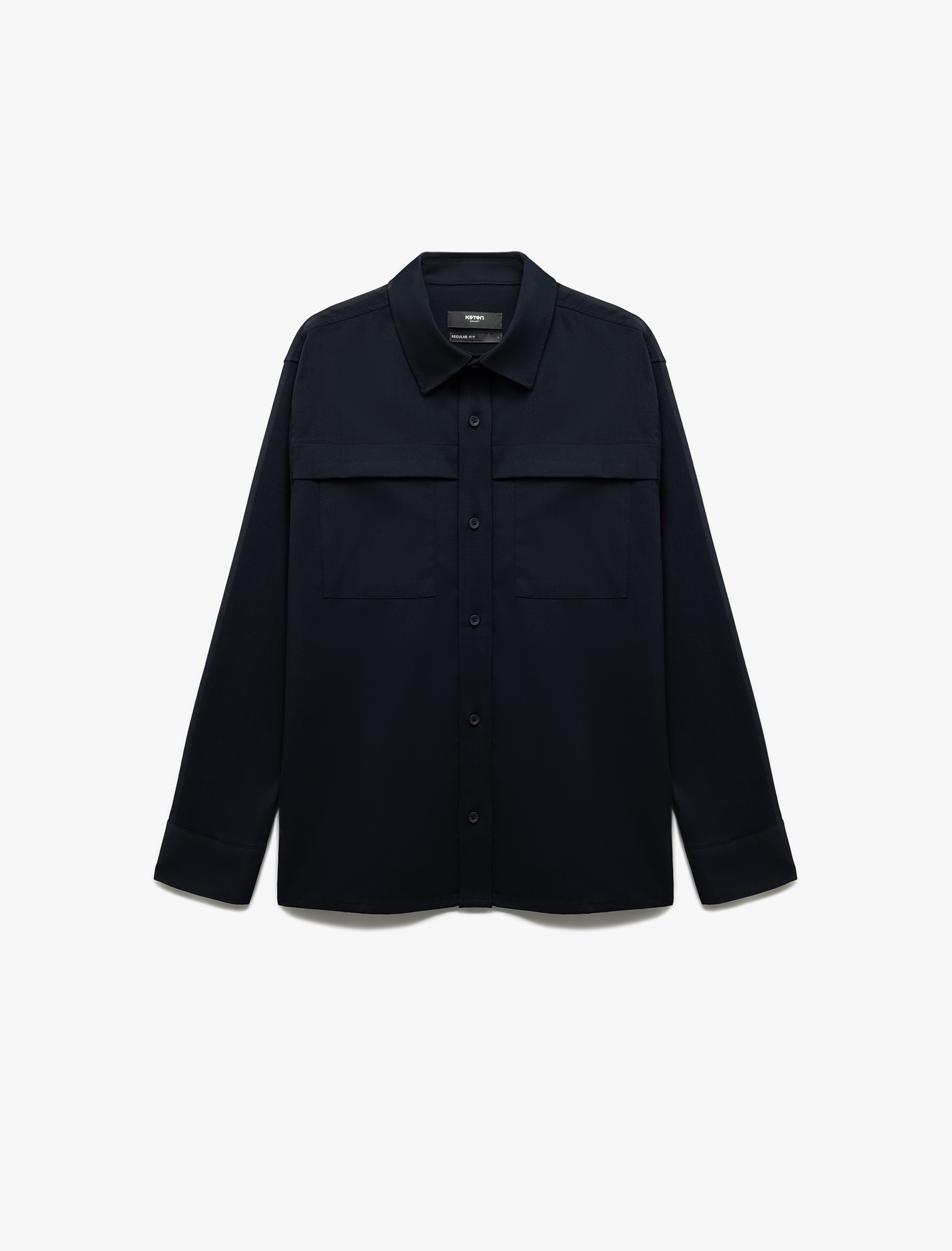   Düğmeli Viskon Karışımlı Uzun Kollu Gömlek