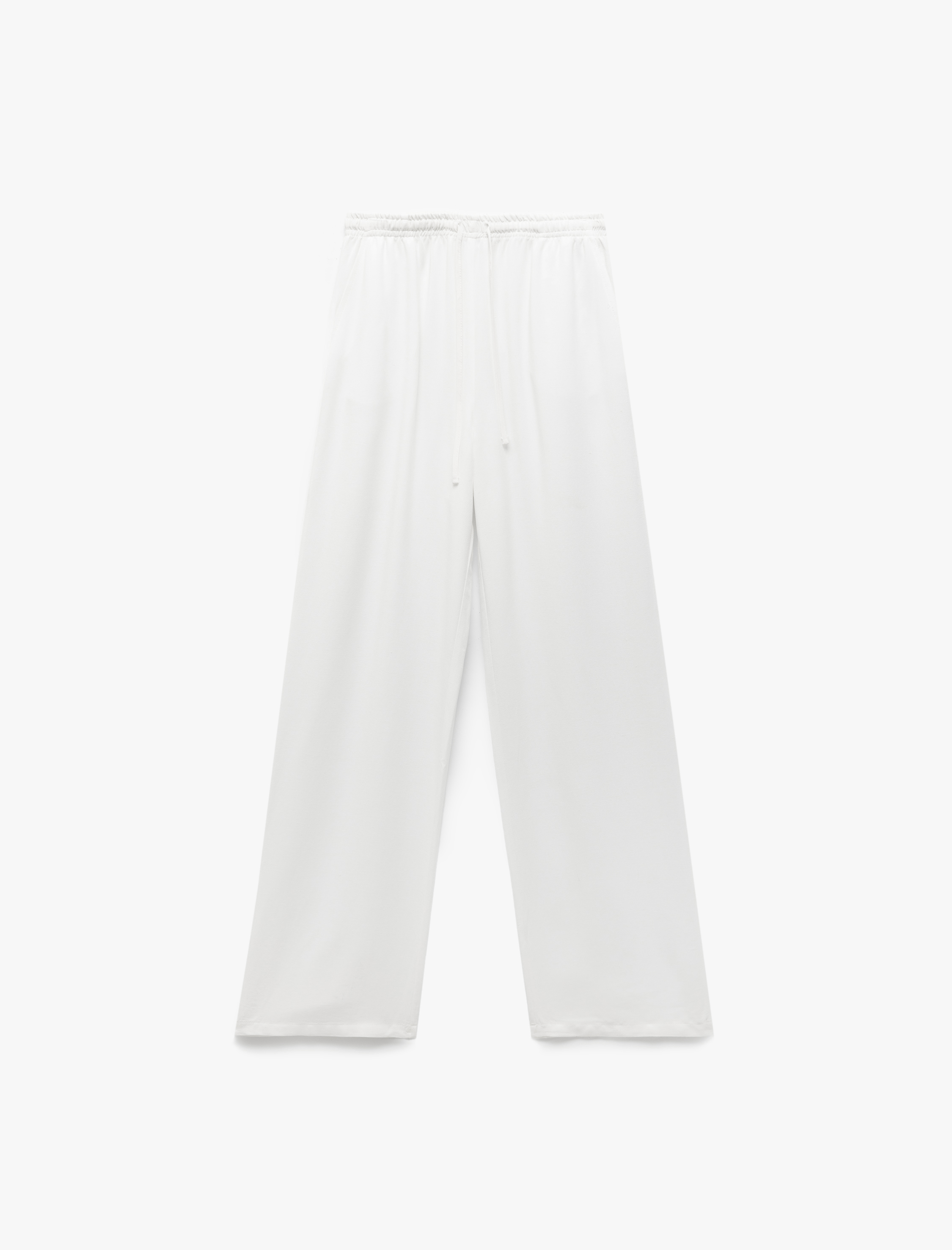   Beli Bağcıklı Cepli Geniş Paça Viskon Pantolon