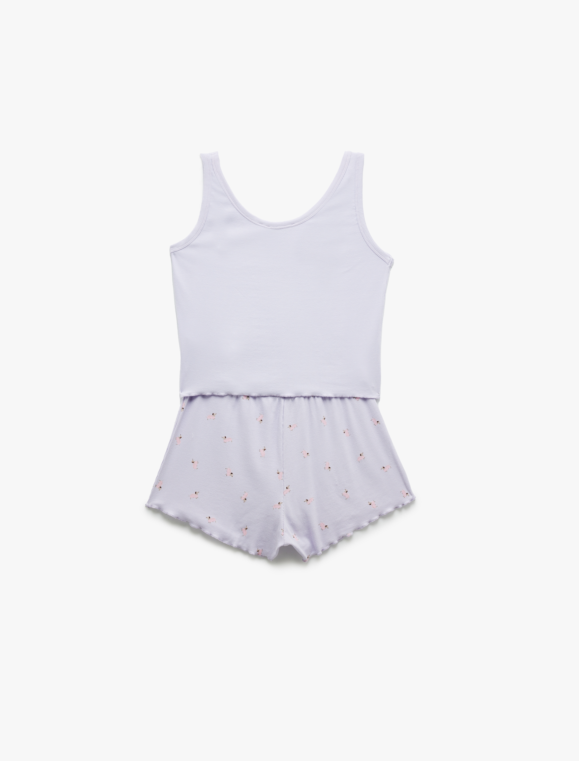   Viskon Baskılı U Yaka Şortlu Pijama Takımı