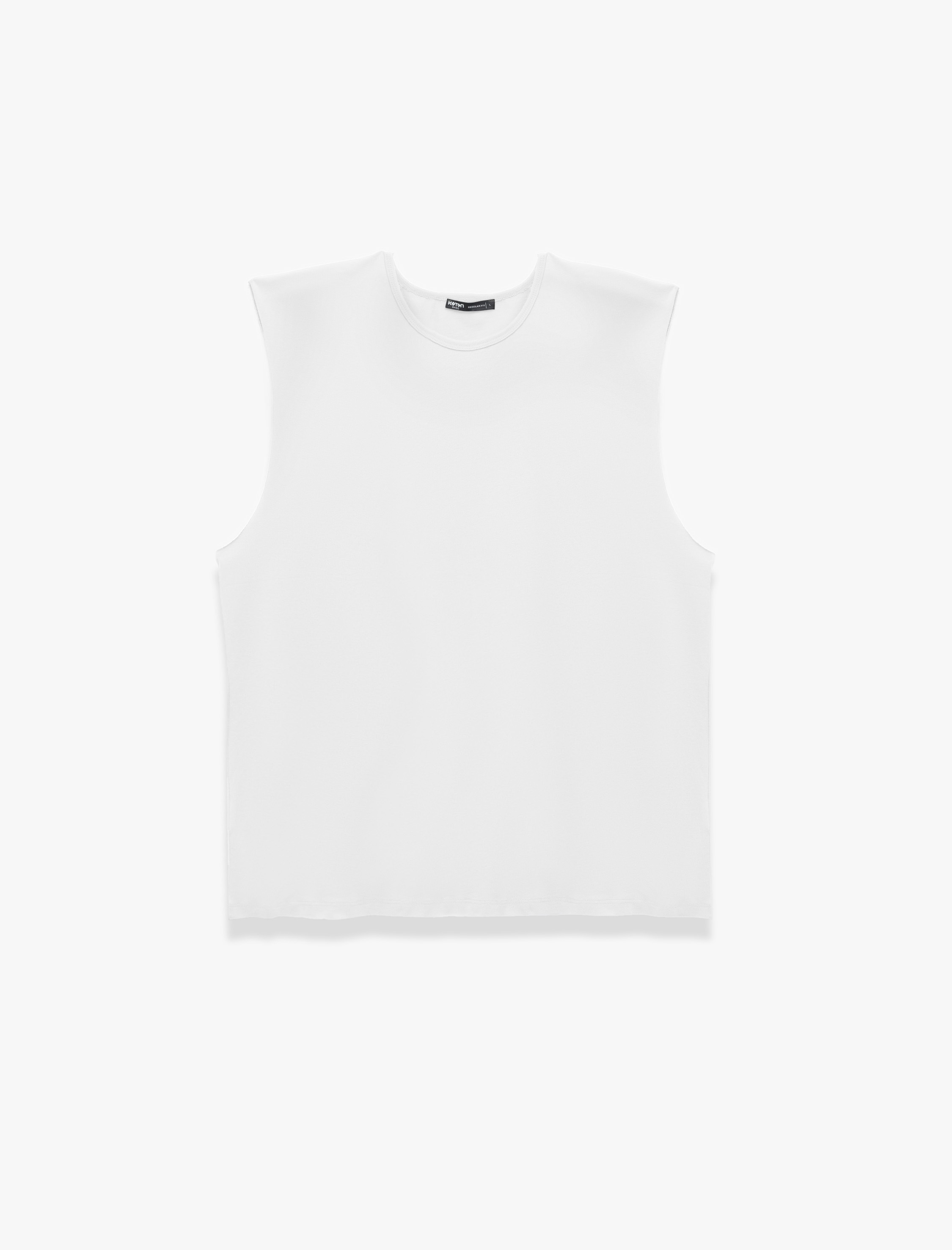   Pamuklu Bisiklet Yaka Basic Kolsuz Tişört