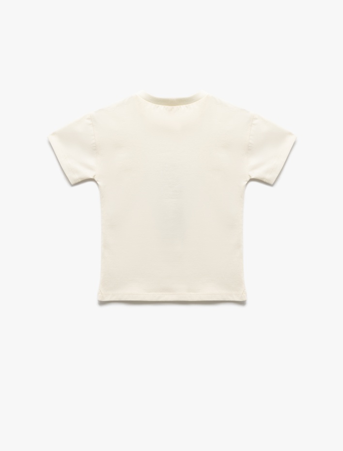 Erkek Bebek Pamuklu Kısa Kollu Baskılı Bisiklet Yaka Tişört